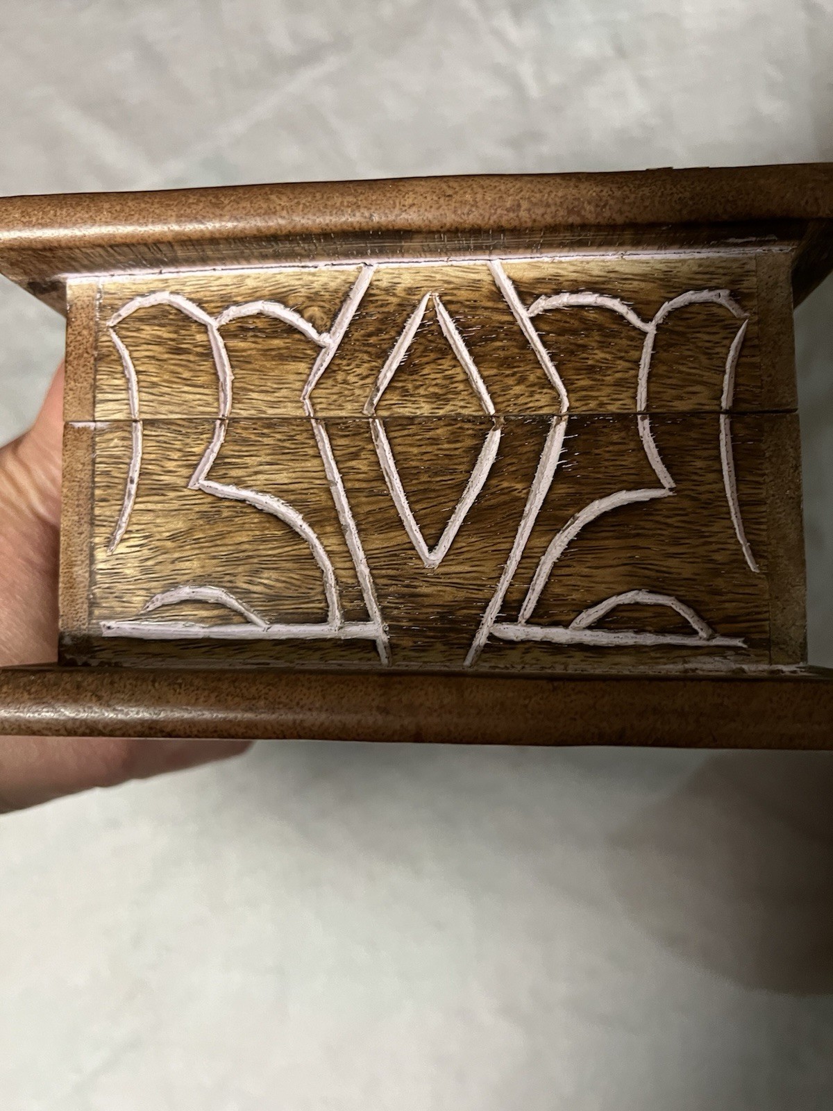 Wooden Floral Inlay Jewelry Box Hinged Lid Brown/Silver Tone 9x6x4 in