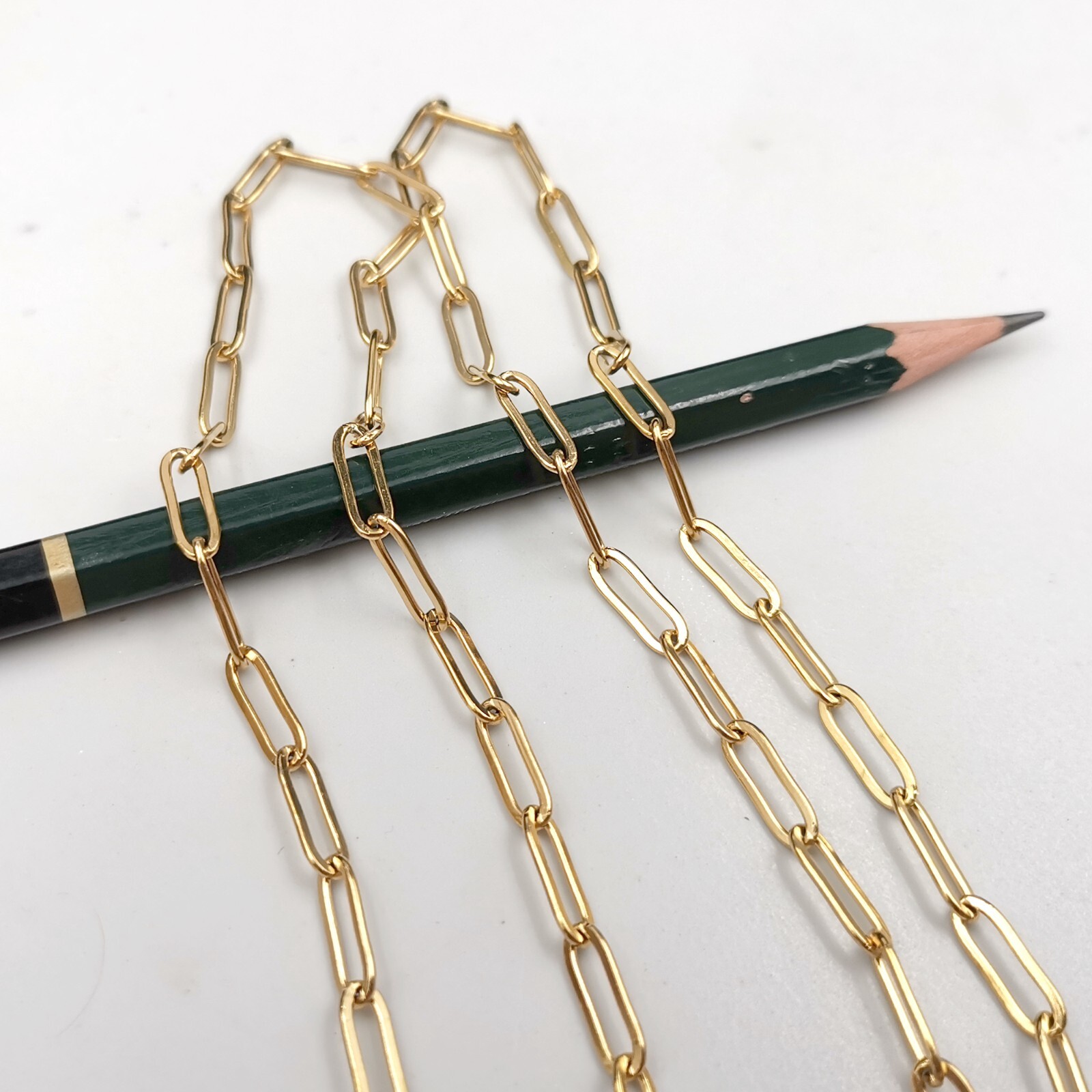 5pcs 4.3mm Golden Necklace Chain clip Box Stainless Steel Neck Link 24” Fashion