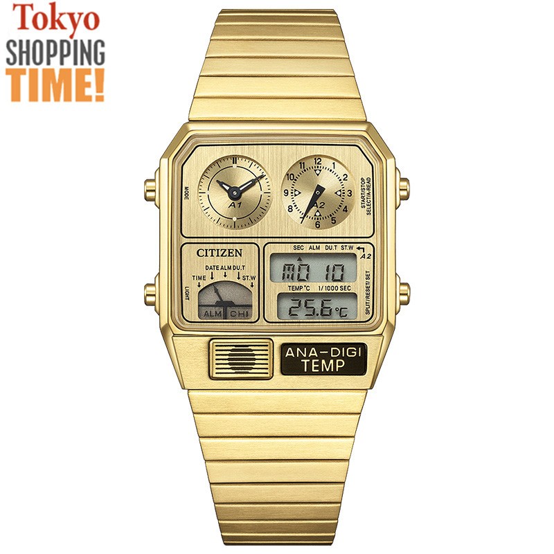Citizen ANA-DIGI TEMP JG2103-56P Metallic Gold Analog Digital Men Watch NEW BOX