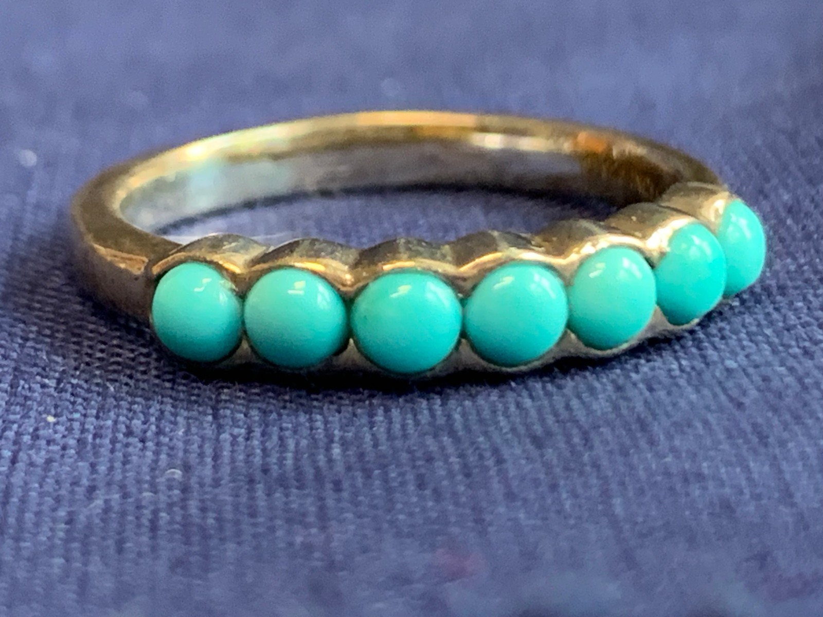 Sterling Silver Ring 2.73g Fine Jewelry Size 7 Band Turquoise Look Stones *READ*