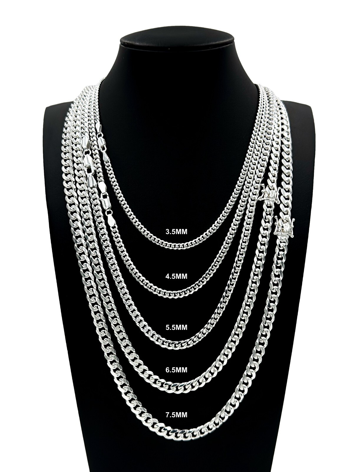 Real Miami Cuban Link Chain Or Bracelet Solid 925 Sterling Silver Box Lock ITALY