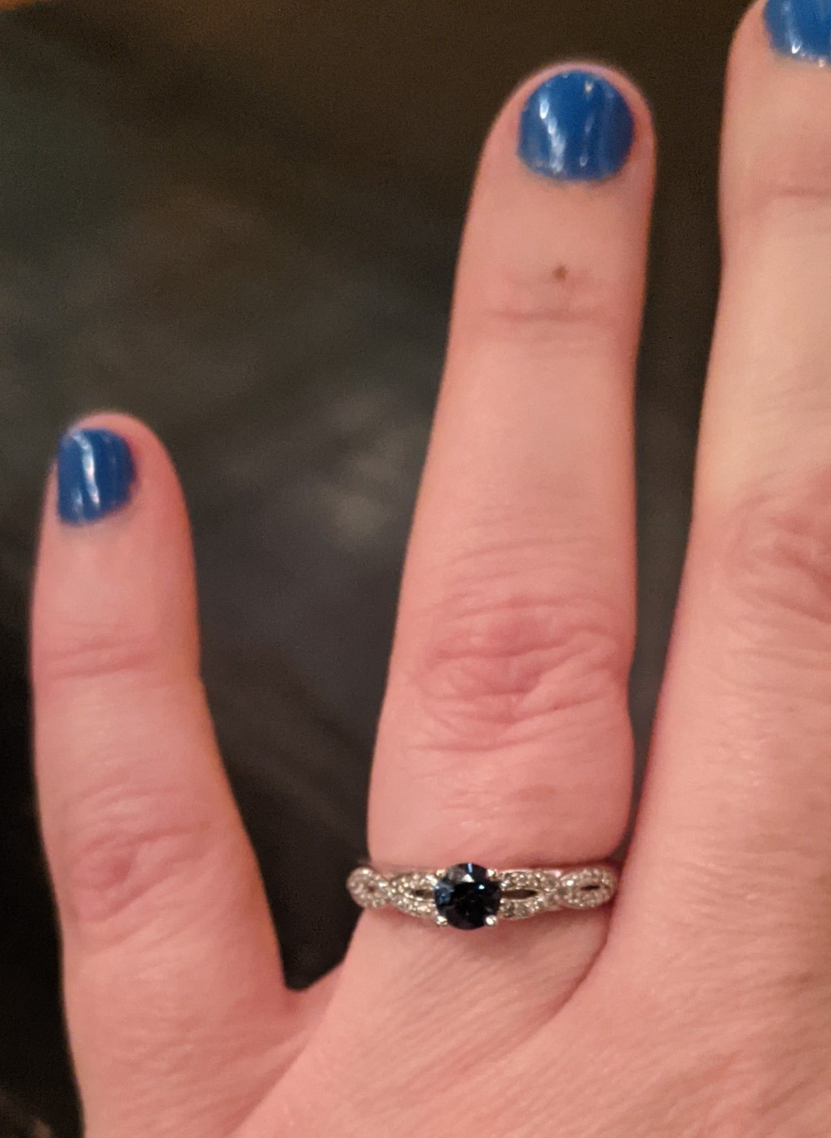 Helzberg Size 6 White Gold, Diamond Engagement Ring Inscribed “Forever Yours” “