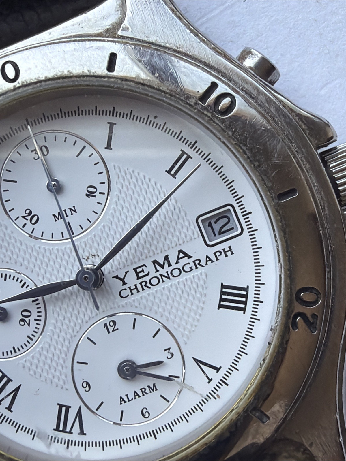 AX93 Yema Paris Chronograph Alarm 40mm Quartz Mens Watch Untested Sold As Is**