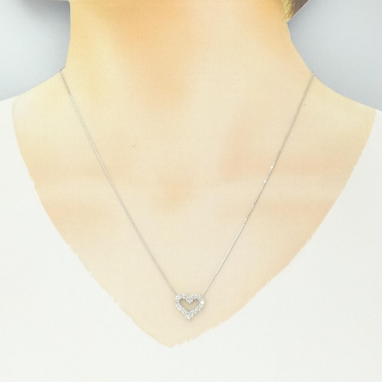 Authentic K18WG Heart Diamond Necklace 0.50CT #270-004-226-6683