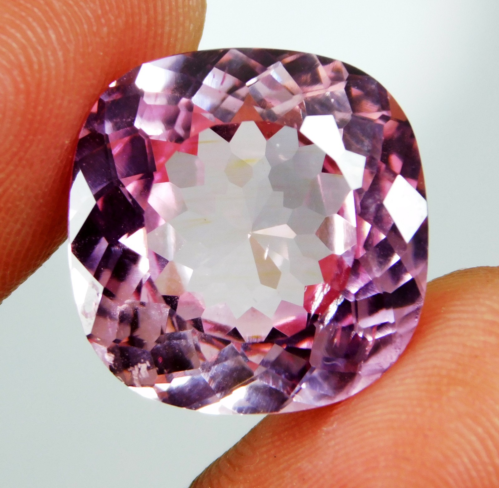 16.50 Ct Certified Natural Brazilian Pink Morganite Cushion Cut Fine Gemstone