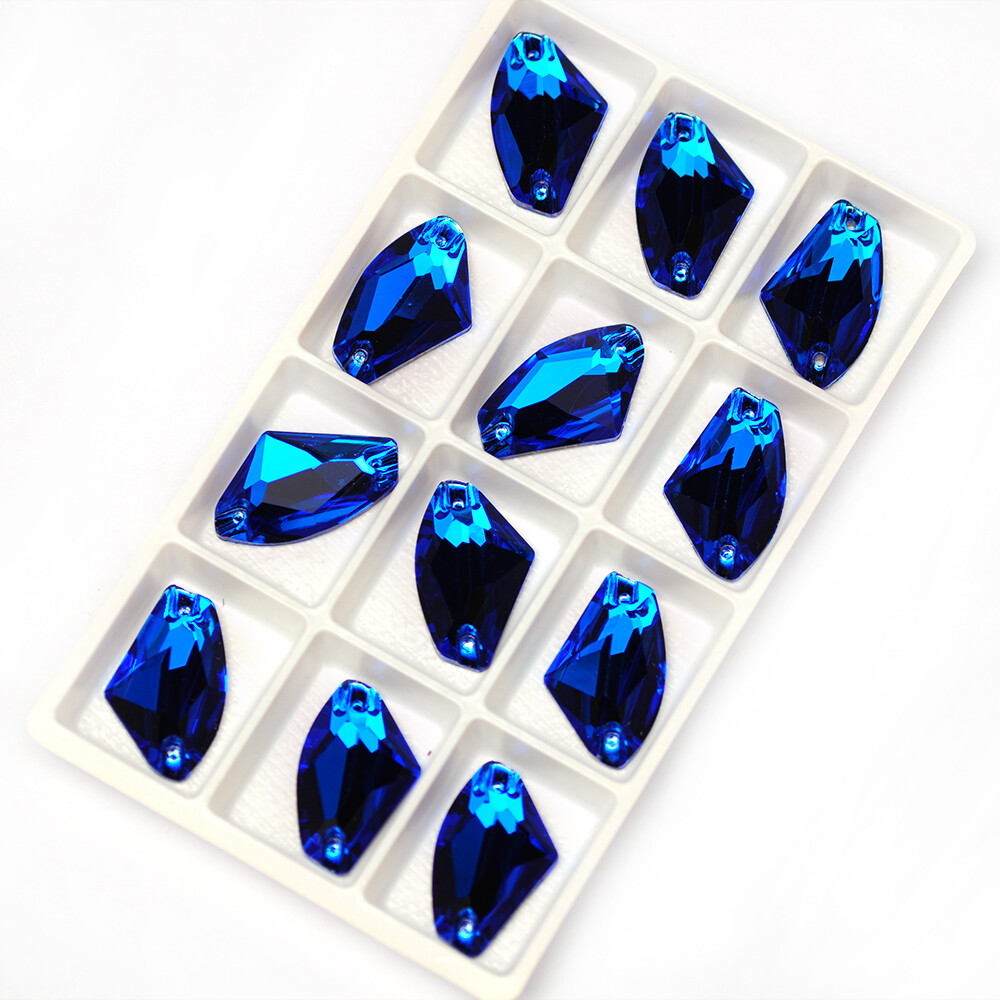 Multicolor Capri Blue Crystals Glass Sew On Rhinestones Flatback With Two Holes