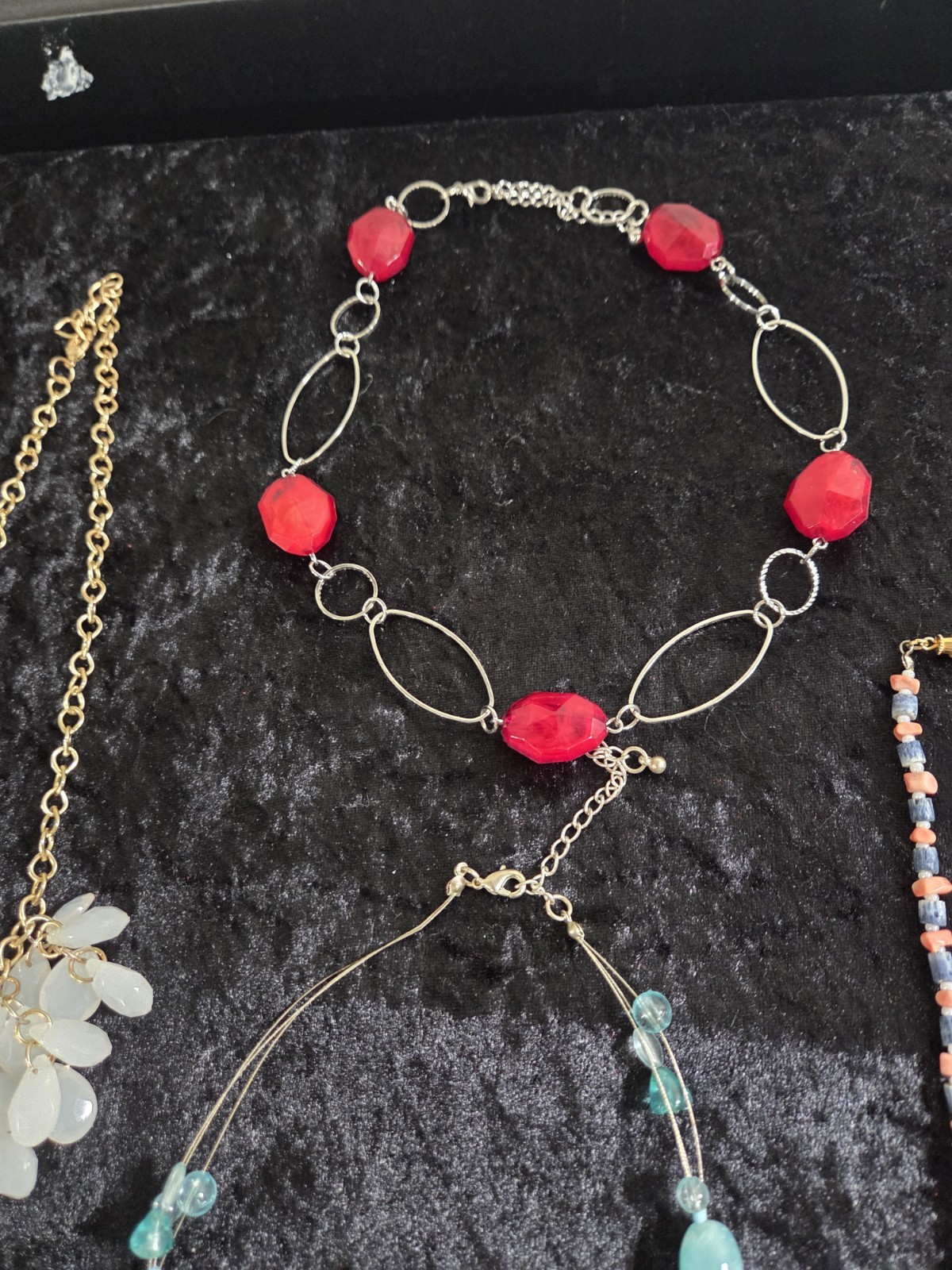 Fashion Jewelry Mixed Lot with 7 Necklaces, Bracelet, Multicolor Plastic & Metal