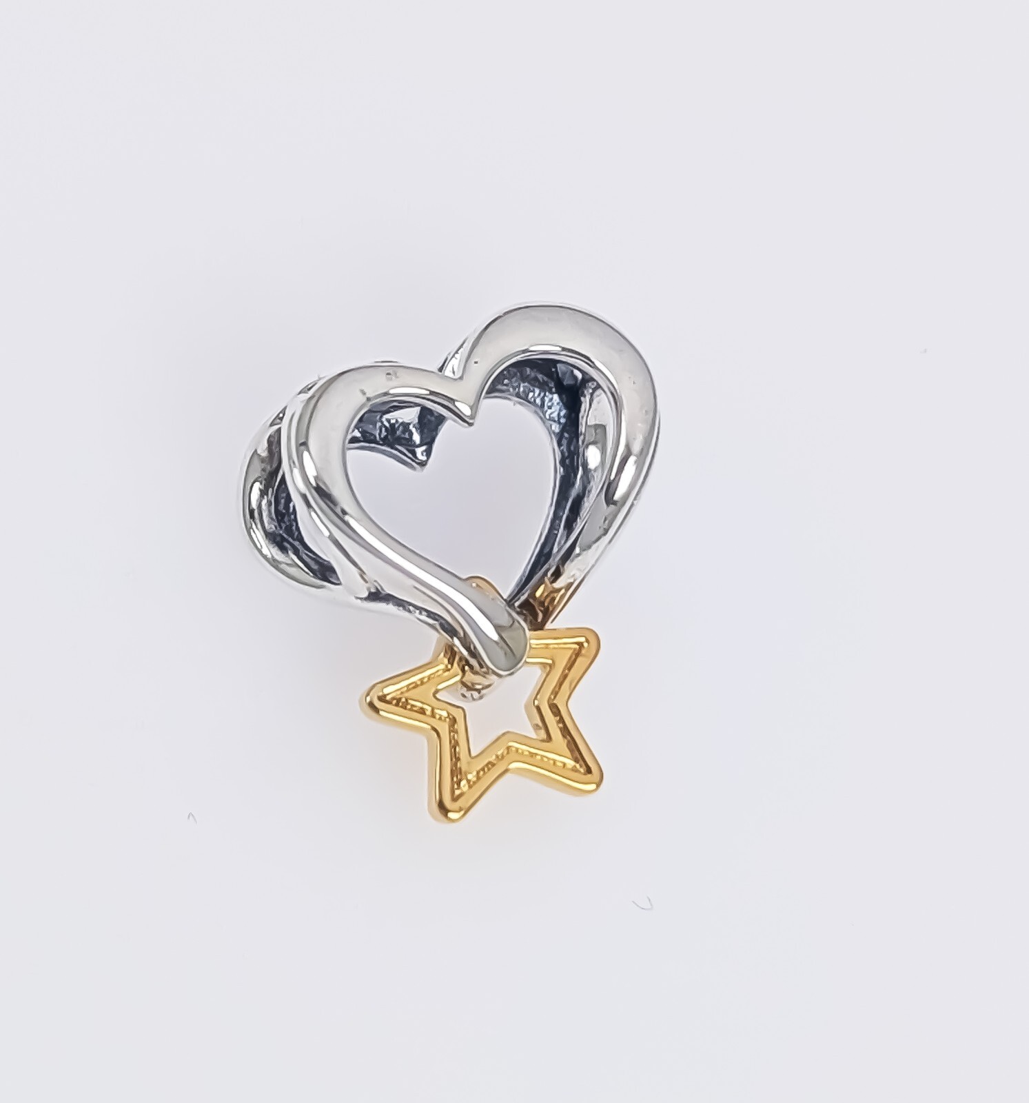 New 100% Authentic PANDORA Gold Silver My Lucky Star & Heart Charm 763513C00