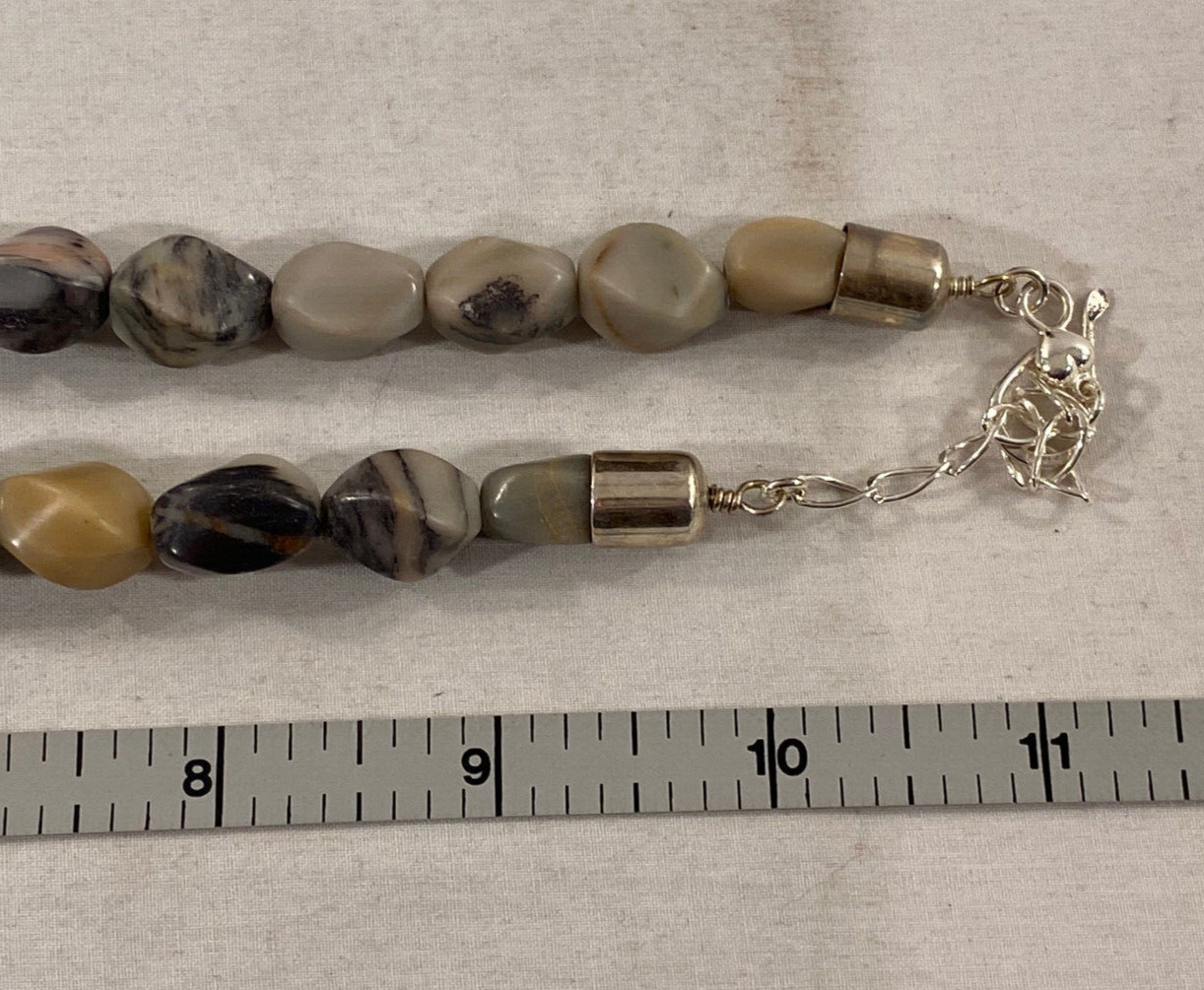 Mine Finds Jay King Gray White Black Stone Necklace + Sterling Pendant