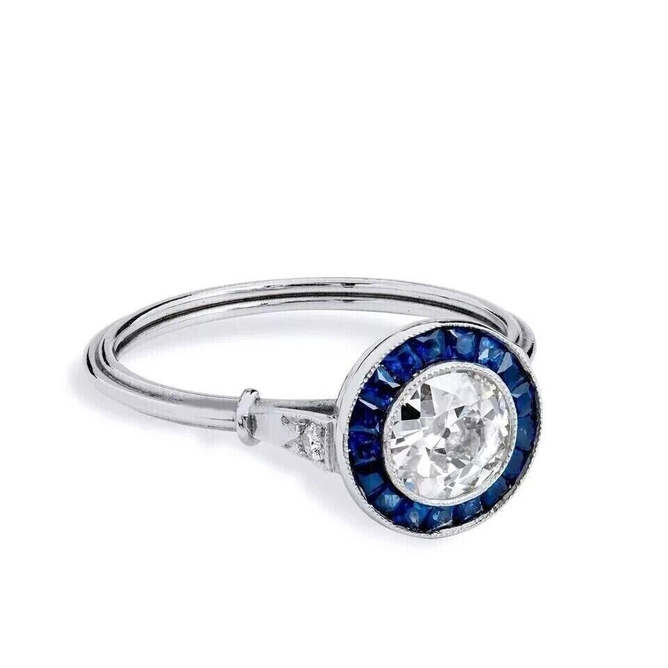 2.00Ct Round Simulated Diamond Engagement Vintage Ring 14K White Gold Plated