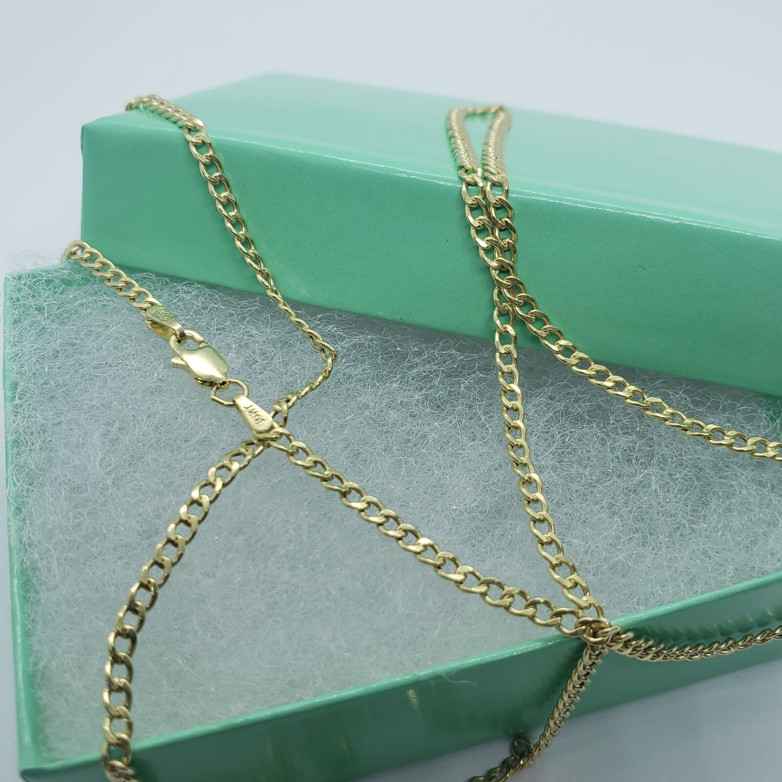10K Yellow Gold Hollow Cuban Curb Chain Link Necklace Bracelet 2~7mm All Sizes