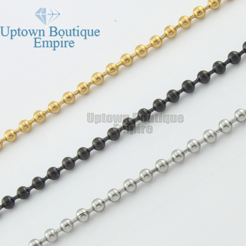 Men Stainless Steel Gold Silver Black Plated dog tag Ball chain Necklace link