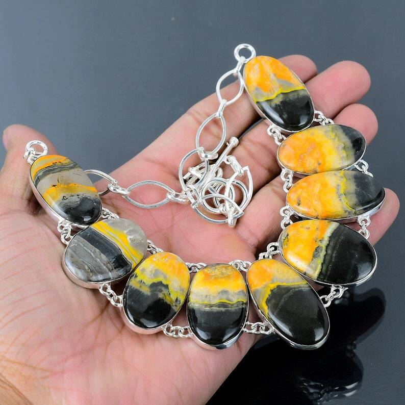 Bumble Bee Necklace 925 Sterling Silver Bumble Bee Handmade Gemstone Necklace