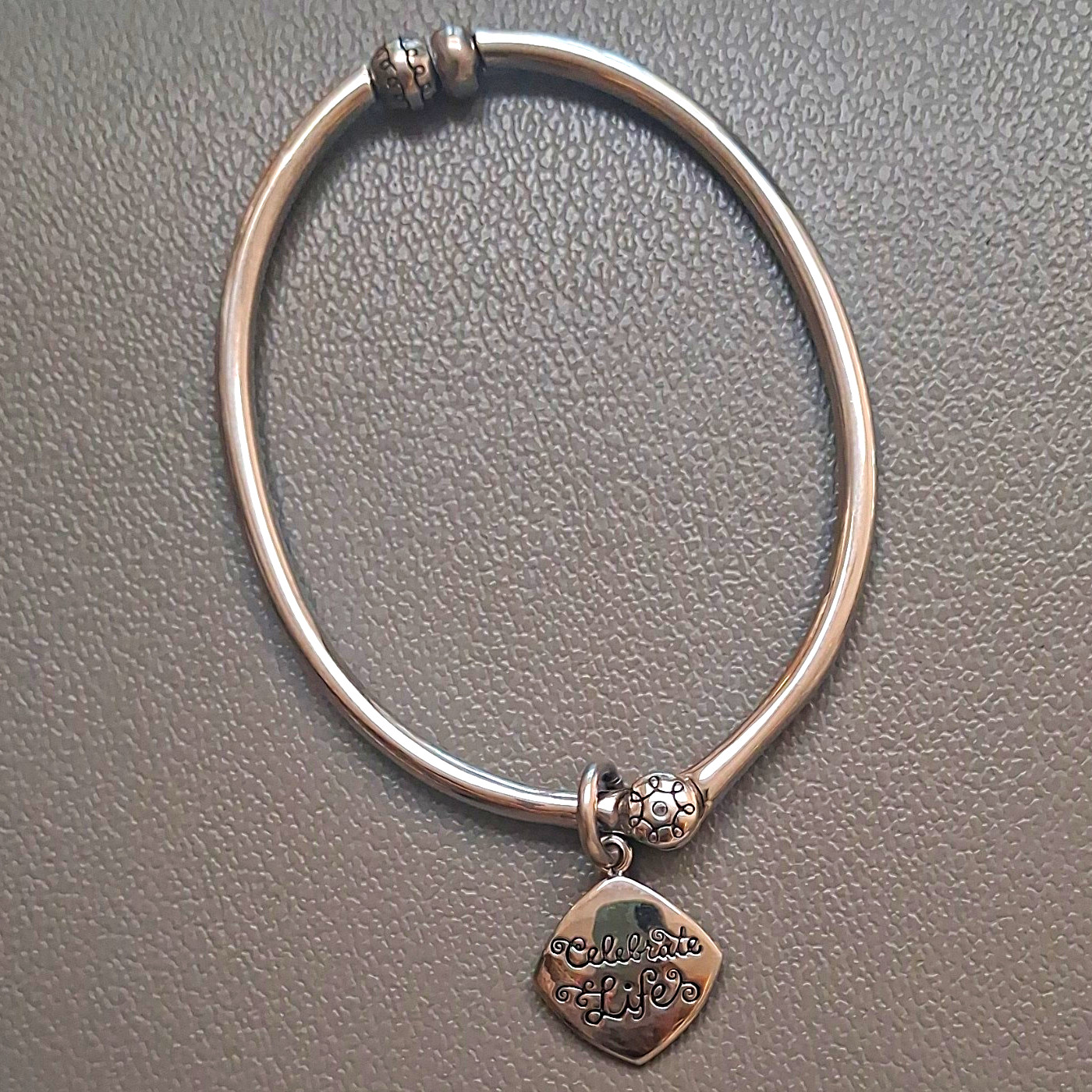Connections from Hallmark Celebrate Life Silver Tone Metal Bangle Charm Bracelet