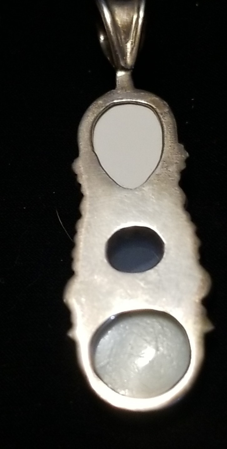 Sajen Silver Sleeping Goddess Pendant, Drusy, Gemstone, Bone, Sterling, 2 Inch