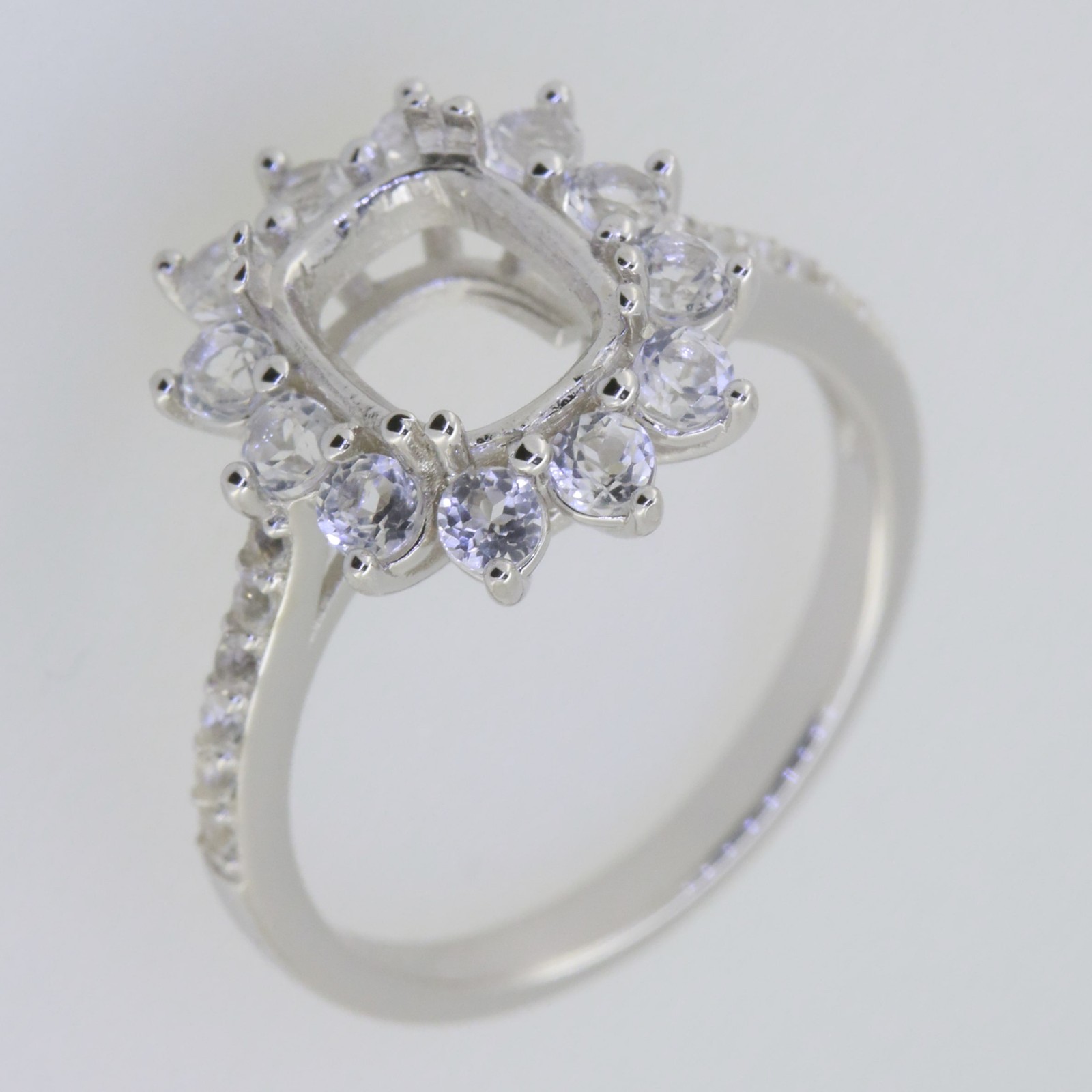 Sterling Silver Semi Mount Ring Setting Cushion CU 9x7mm Topaz GTL2027