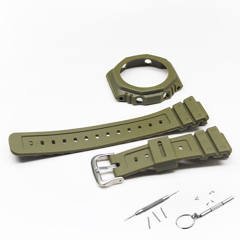 Sports Strap Resin Watch Band + Case Cover For Casio GA-2100 Camouflage/Classic