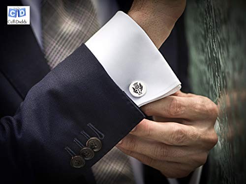 Mens Black and Gold Cufflinks and Studs – Sparkly Gold and Black Diamond Dust