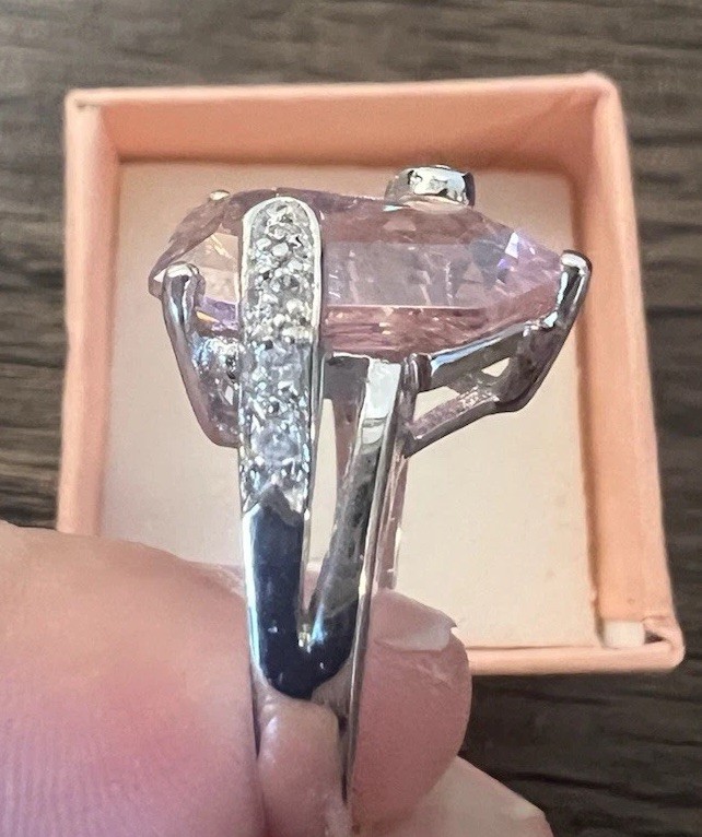 Premier Designs Paradise Pink Ice Ring, Silver Setting/Band Size 7, Retired