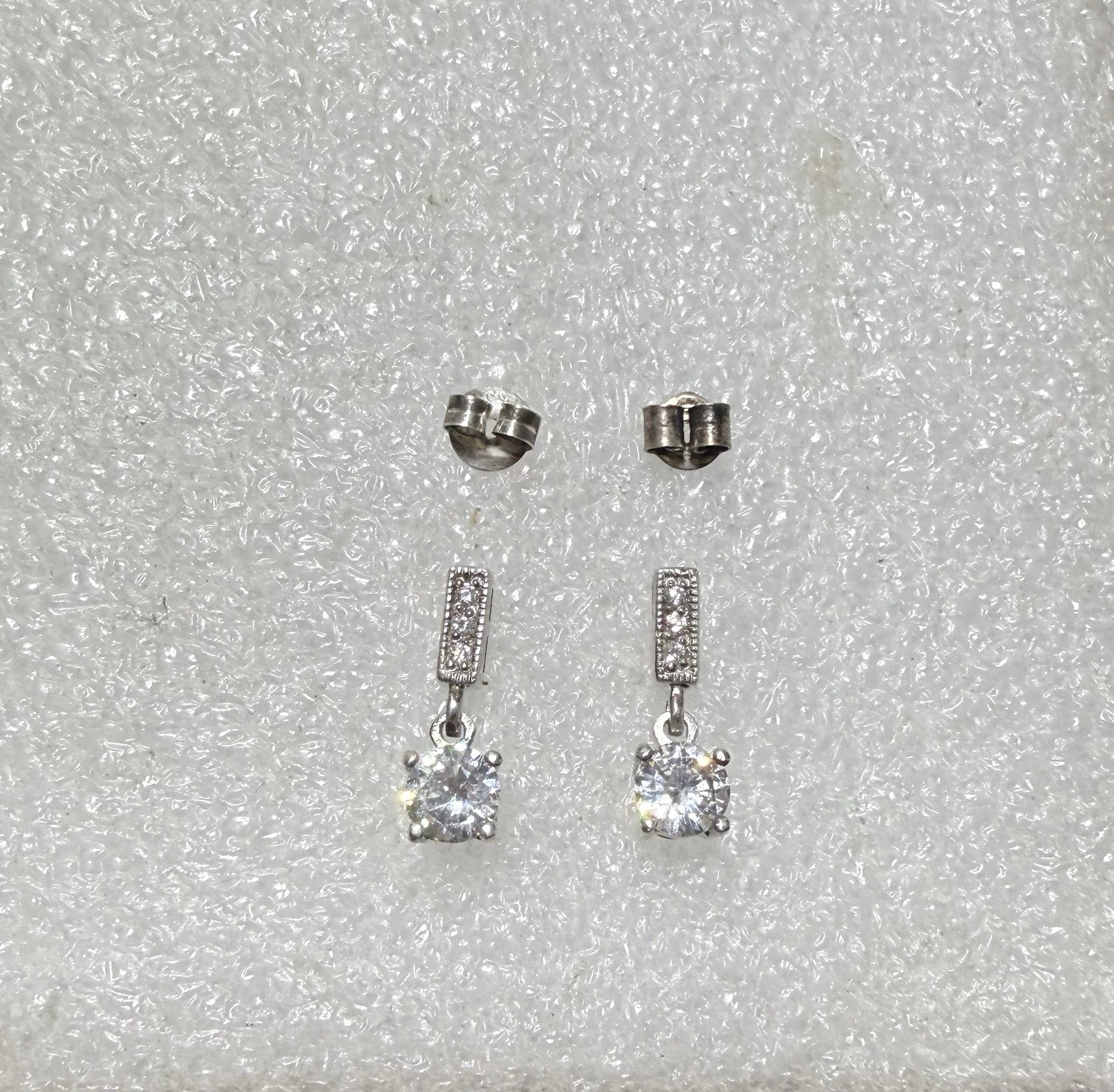925 Sterling Silver 3/4” Drop Dangle GEM Earrings 3.29g
