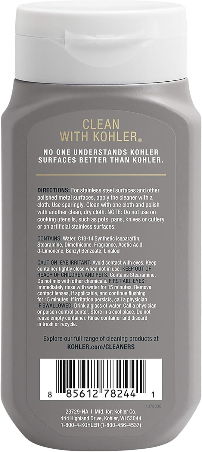 K-23729-NA Stainless Steel Cleaner – 8 FL Oz Liquid for Kitchens & Baths