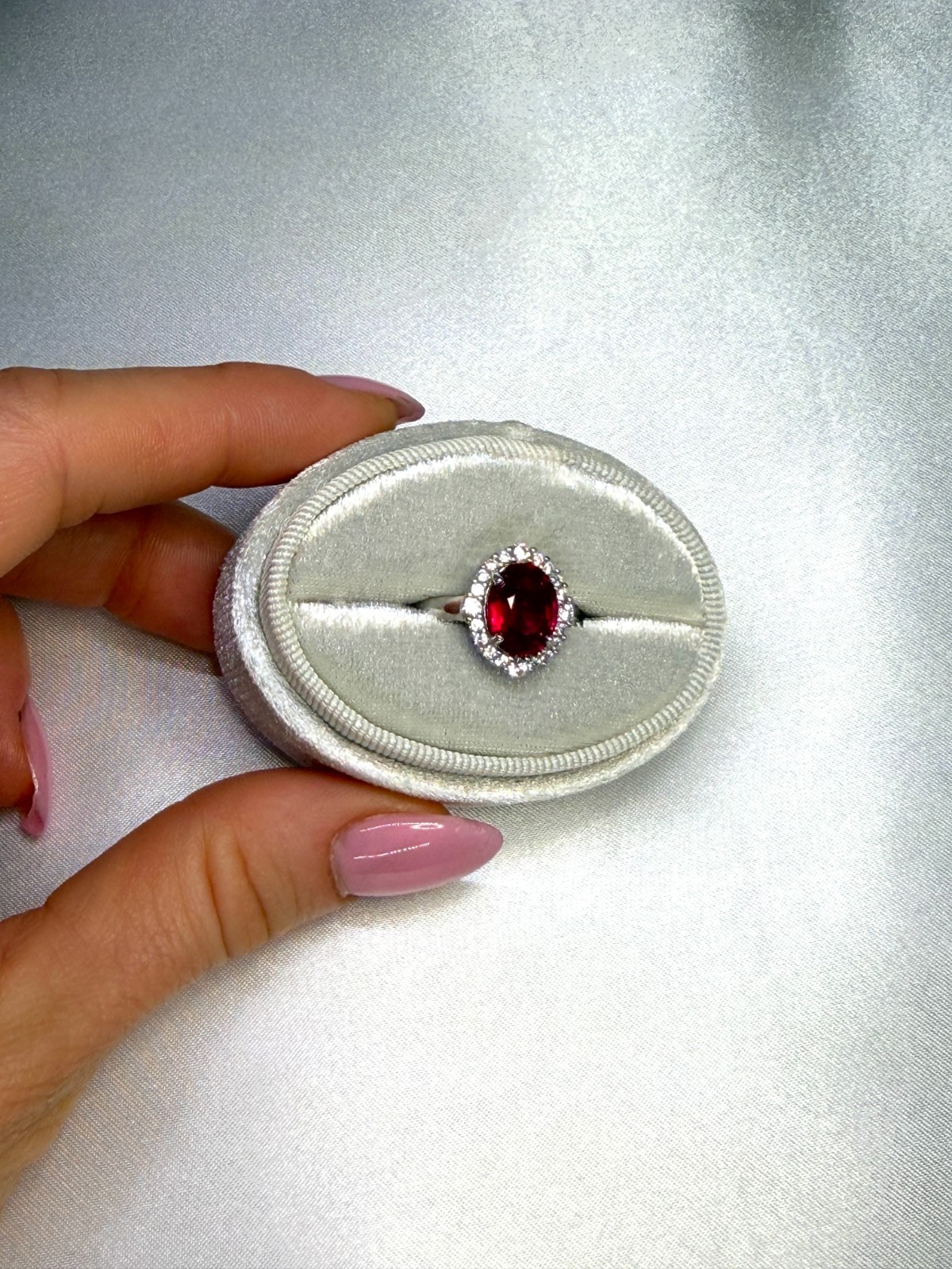 3 Carat Natural Ruby Ring 8x10mm 925 Sterling Silver with Platinum Plating
