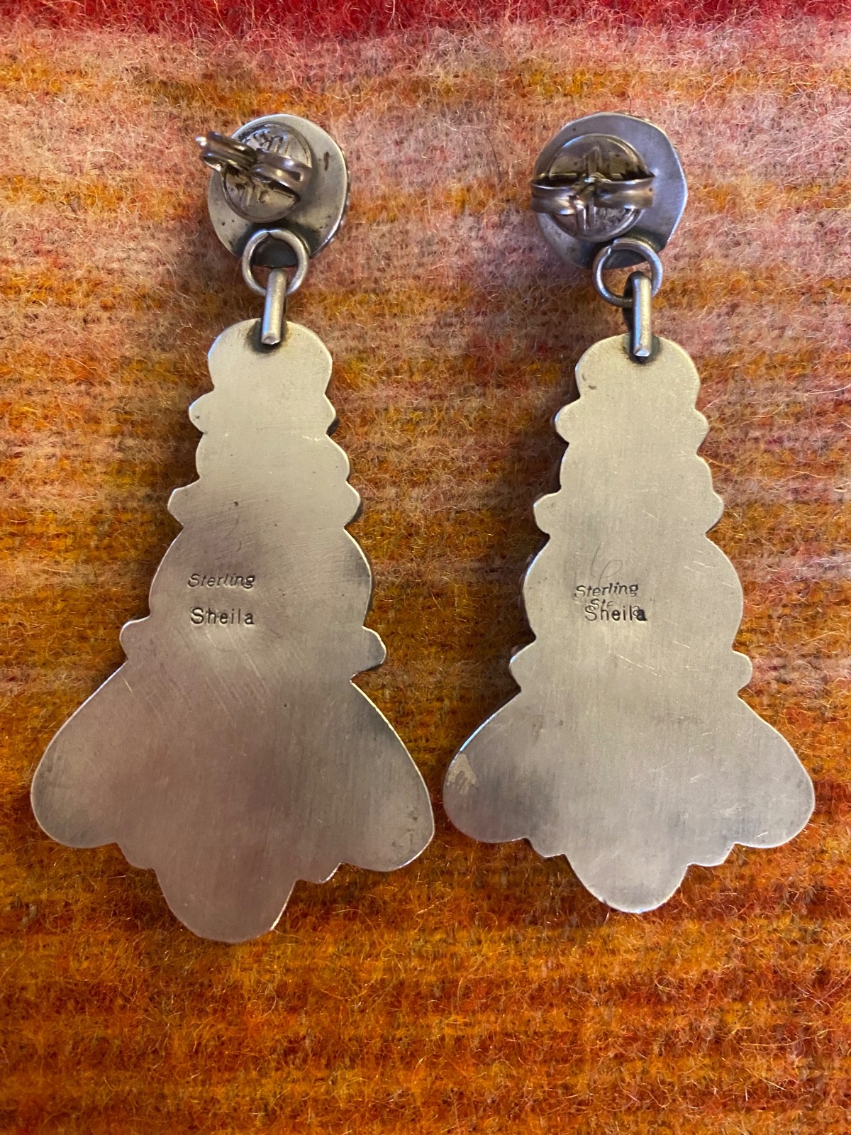 Navajo White Buffalo Dangle Earrings by Sheila Becenti