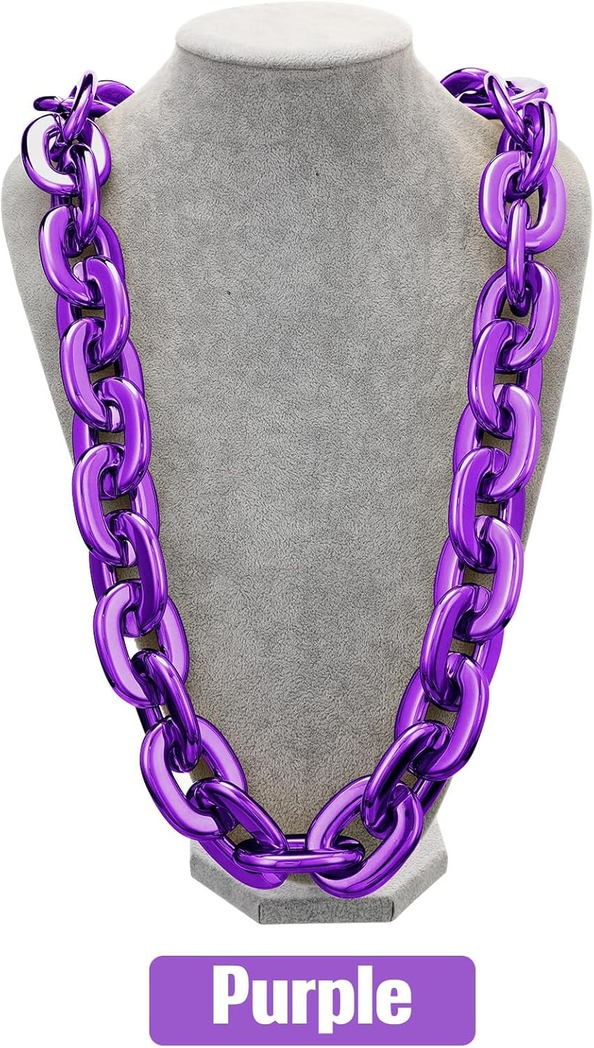 Purple Hip Hop Large Acrylic Thick Plastic Cuban Link Chain Necklace 32in 80cm