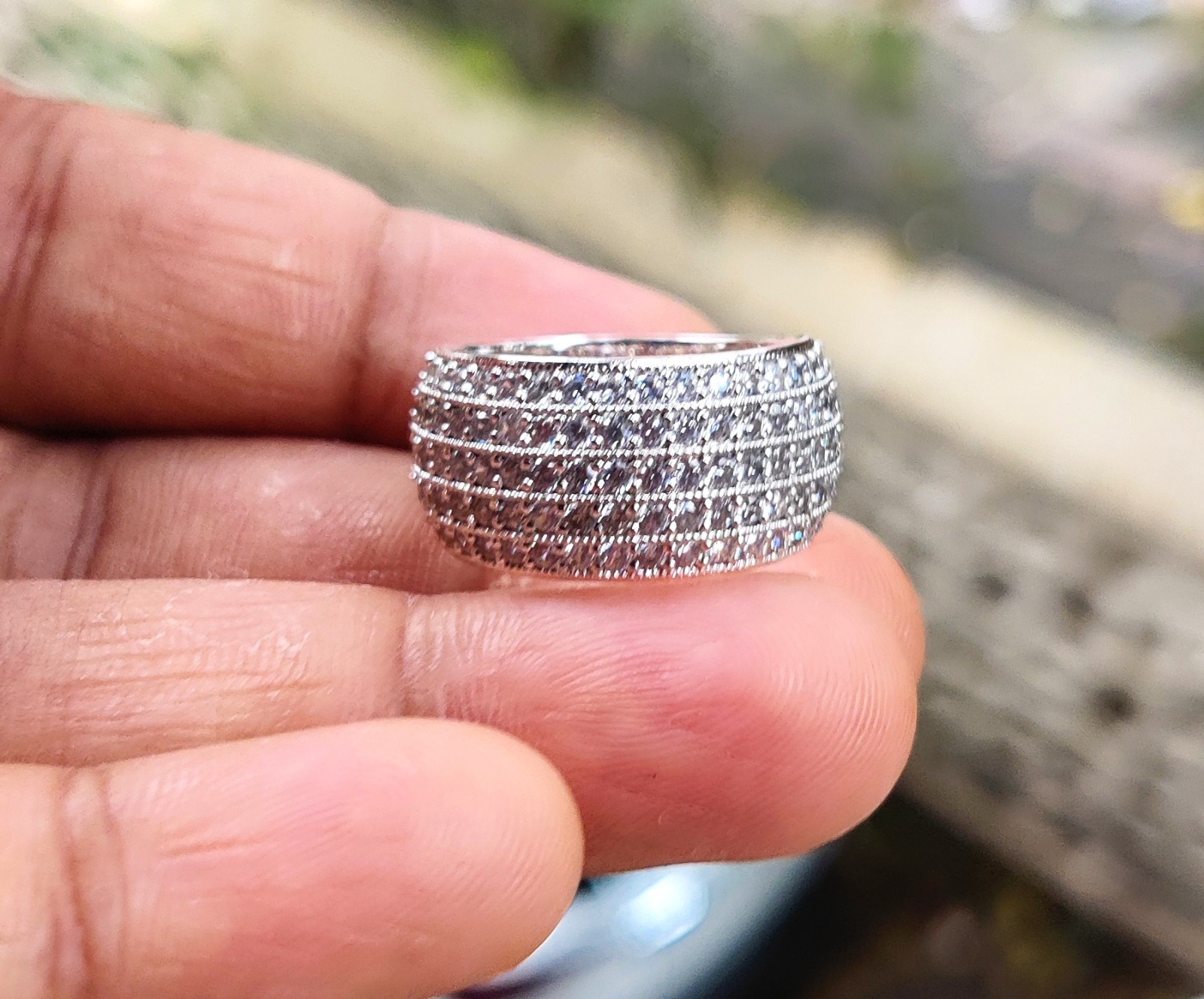 1.50Ct Round Lab-Created Diamond Cluster Wedding Band Ring 14K White Gold Plated