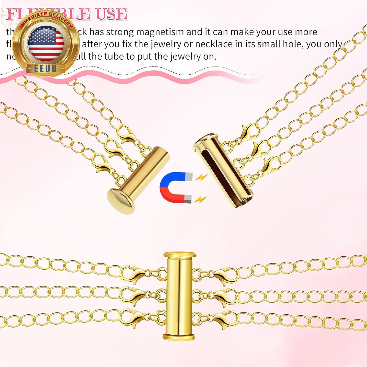 12 Pieces Necklace Layering Clasp Multiple Necklace Connector Slide Clasp and Cl