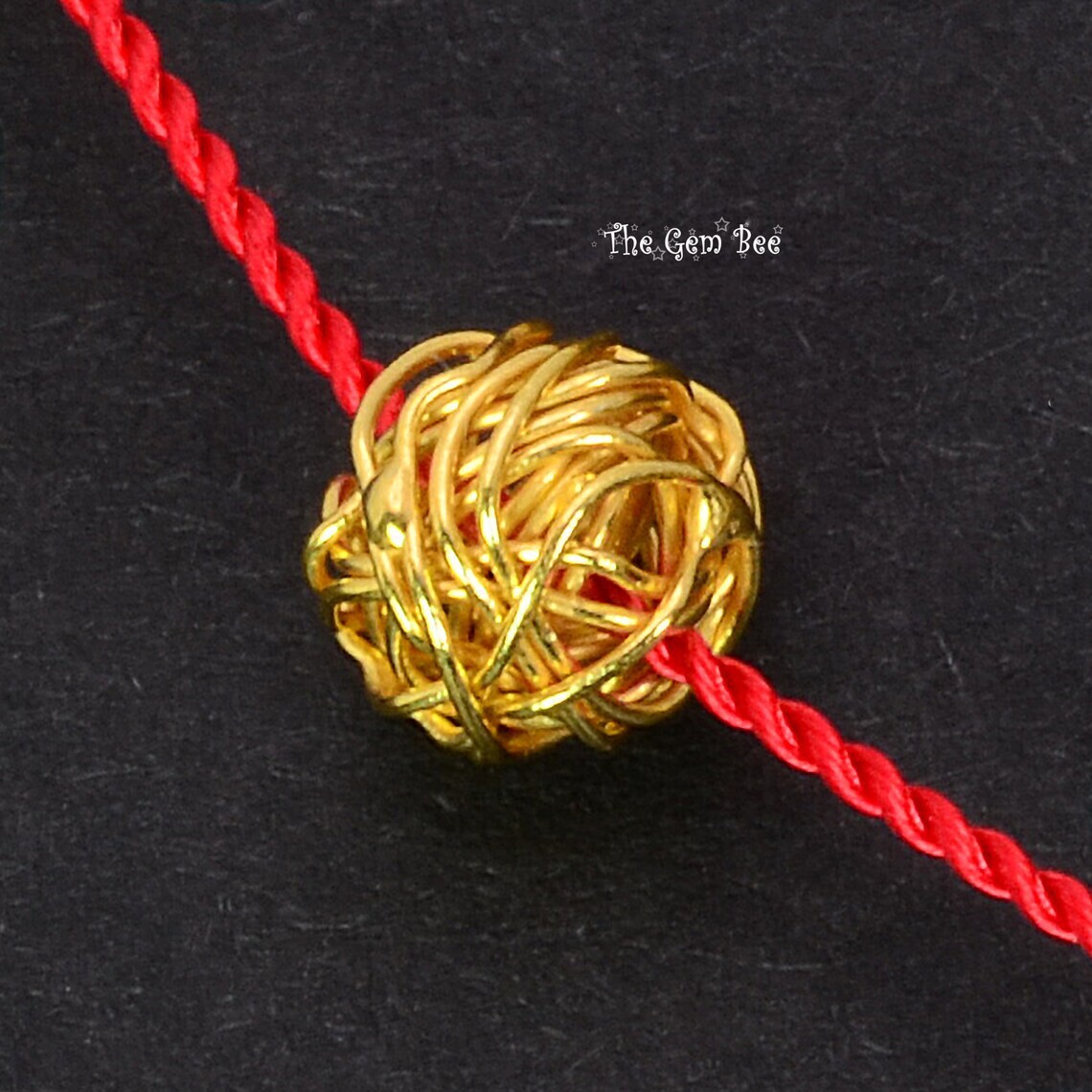 6.5mm 18k Solid Yellow Gold Bird Nest Wire Yarn Fancy Spacer Findings Beads (1)