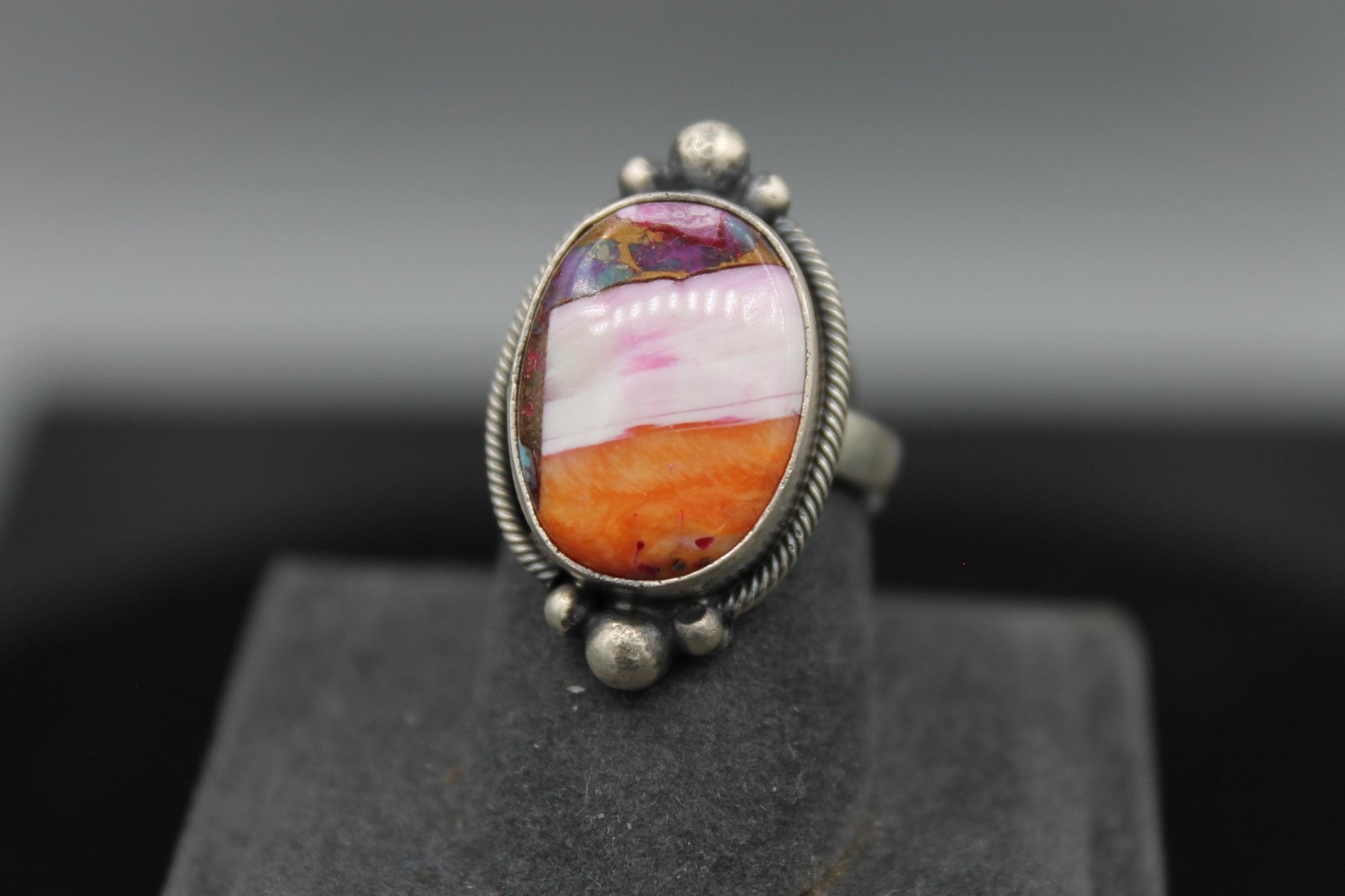 Pink Dahlia and Sterling Silver Ring size and pattern varies