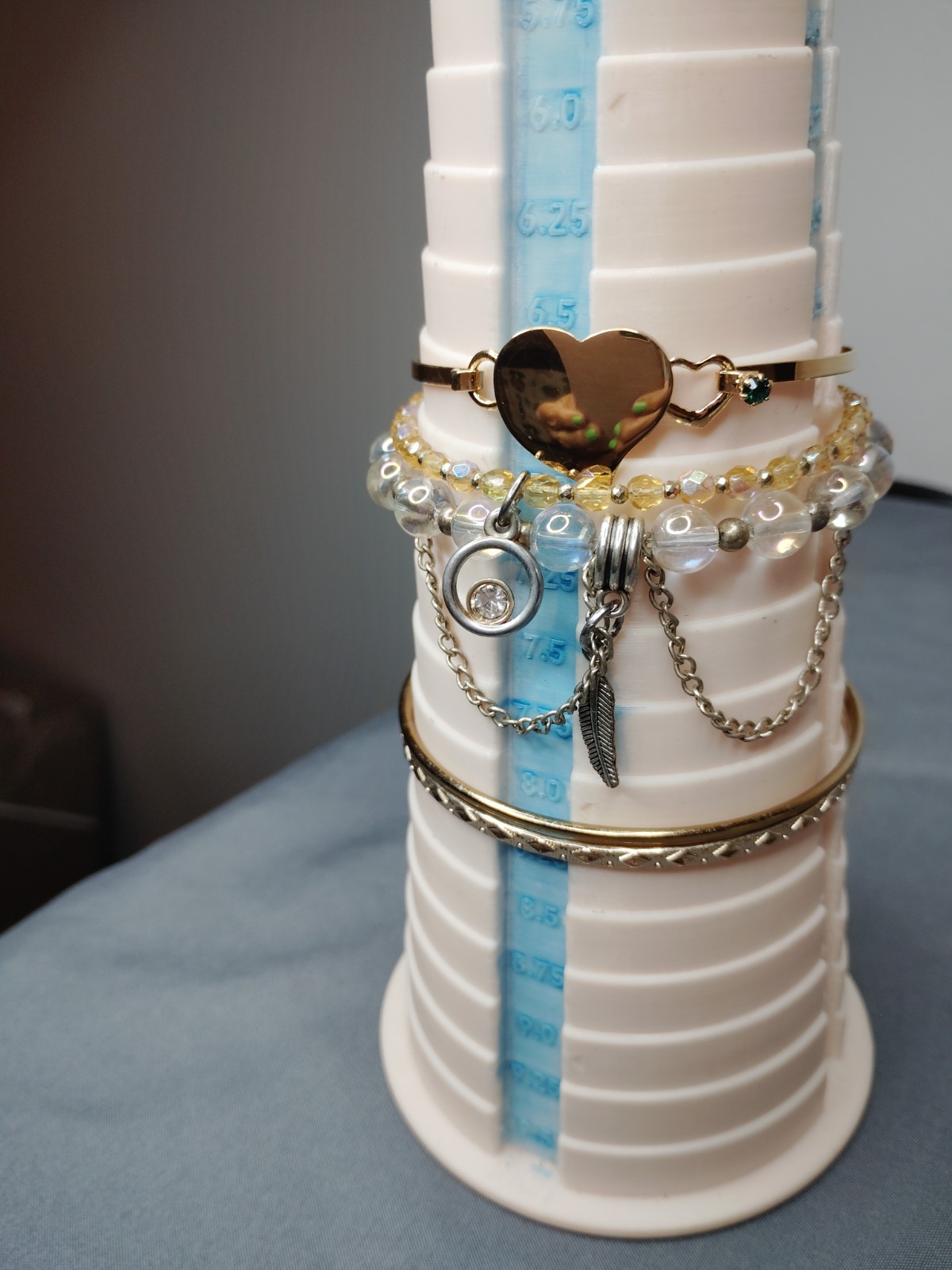 Mixed Bracelet Lot Gold Tone Bangles Artisan Glass Bead Bracelets Handmade