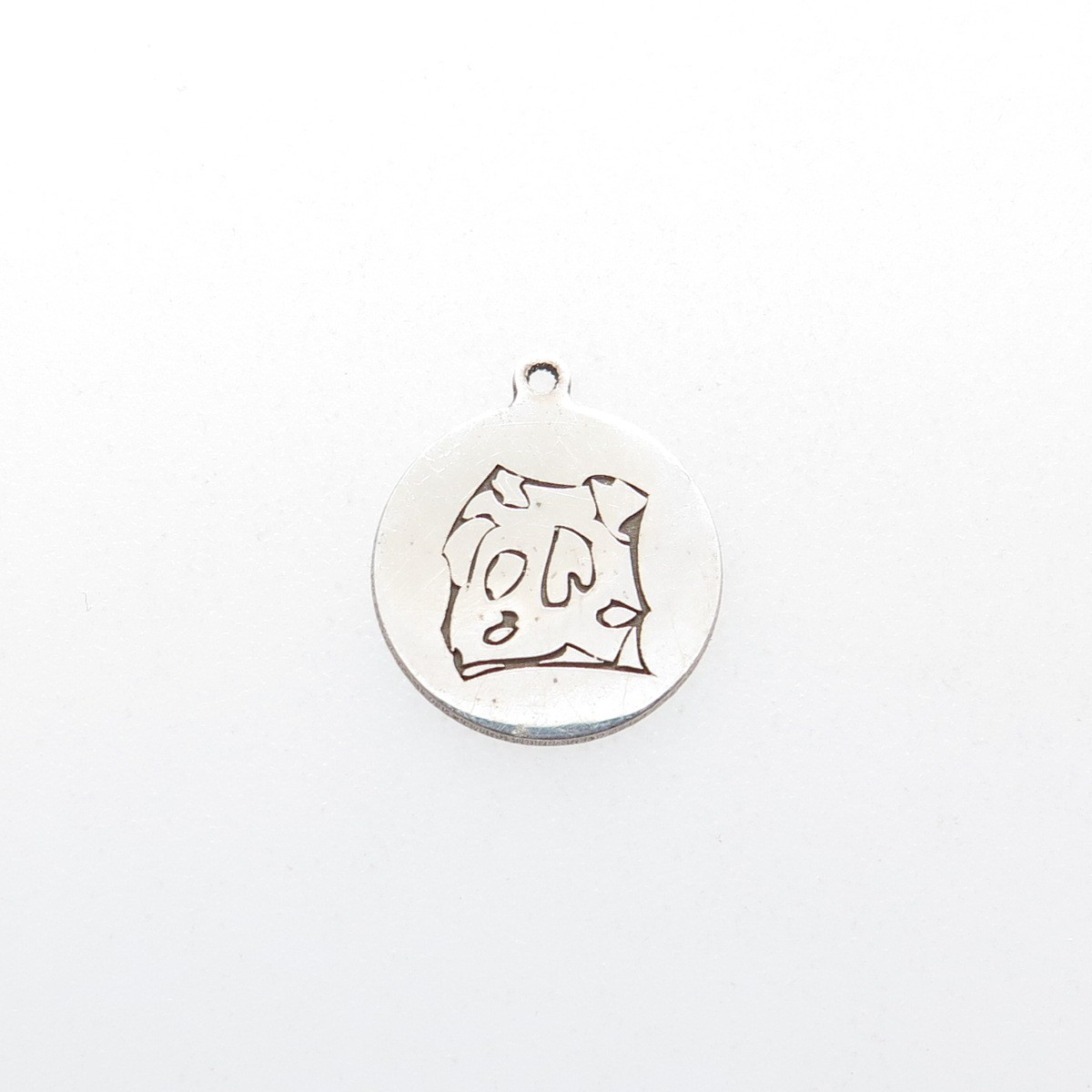 TWO IN TOWN 925 Sterling Silver Engraved Dog Round Tag Minimalist Charm Pendant