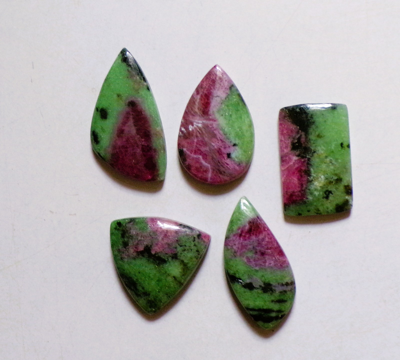 93.25 Cts Natural Ruby Zoisite 05 Pcs Lot Loose Cabochon Gemstone 02
