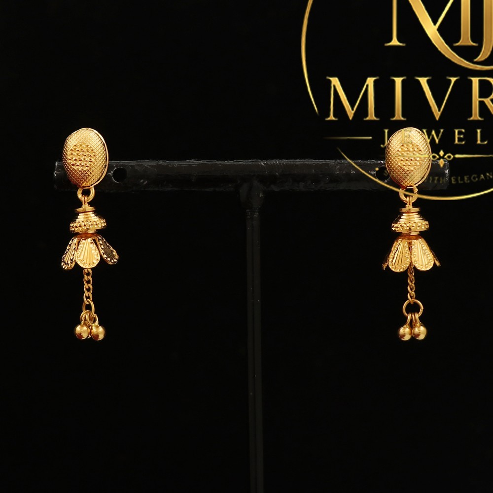 Party Wear 22K Gold Seal Ear Crawler Climber Earrings Fine Jewelry 4.84g 3.2cm