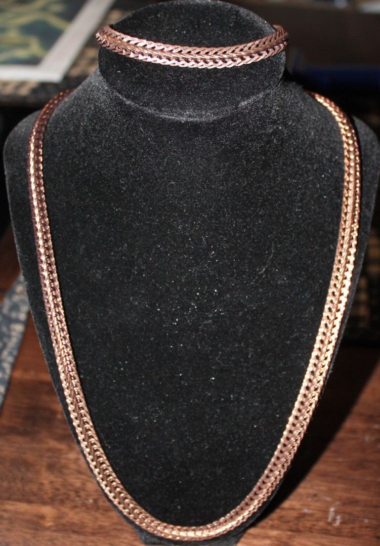 Bronze Stainless Steel Chain Necklace and Bracelet Set