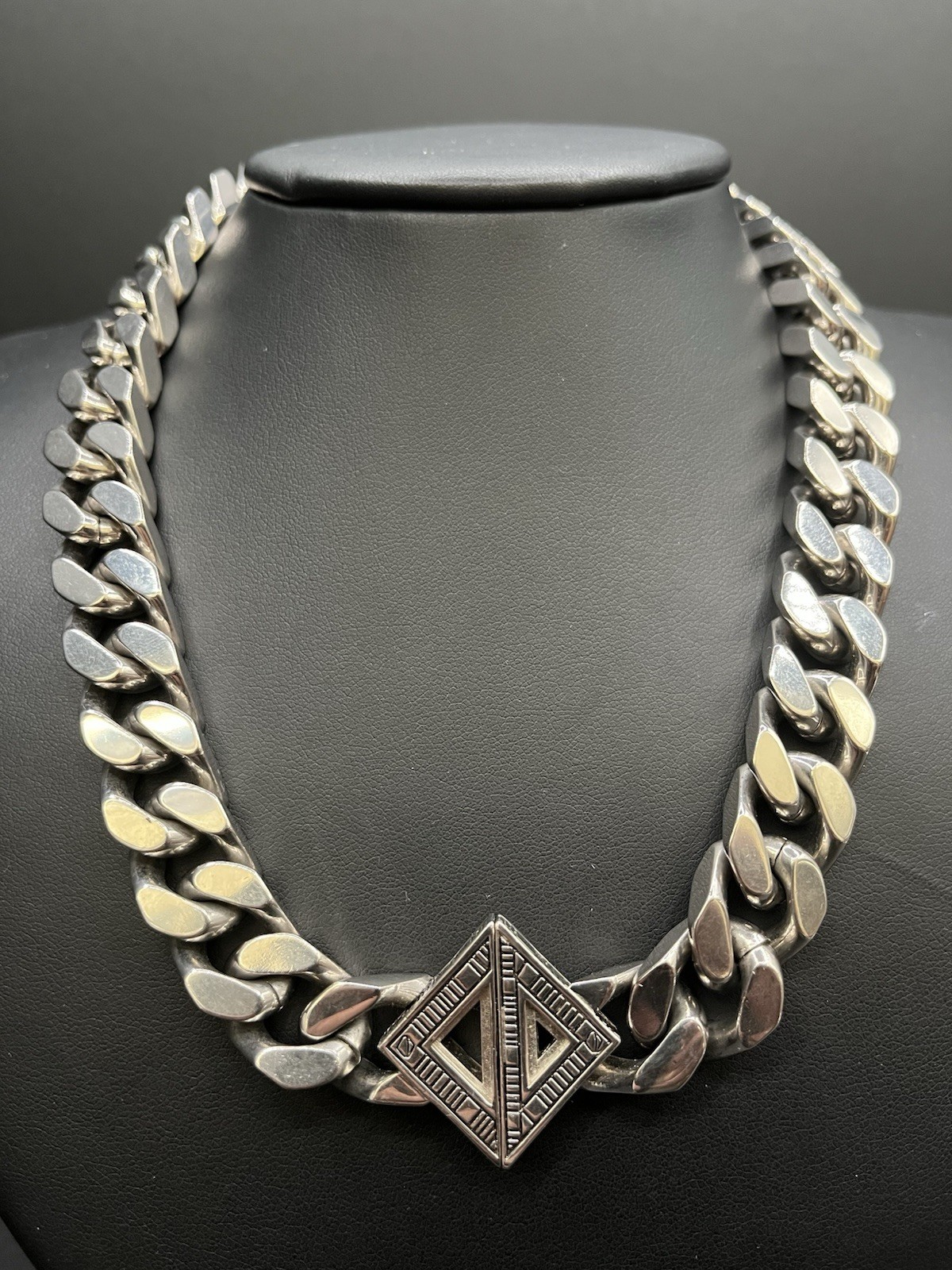 18” Christian Dior Chain Necklace Palladium Plated W Box & Pouch