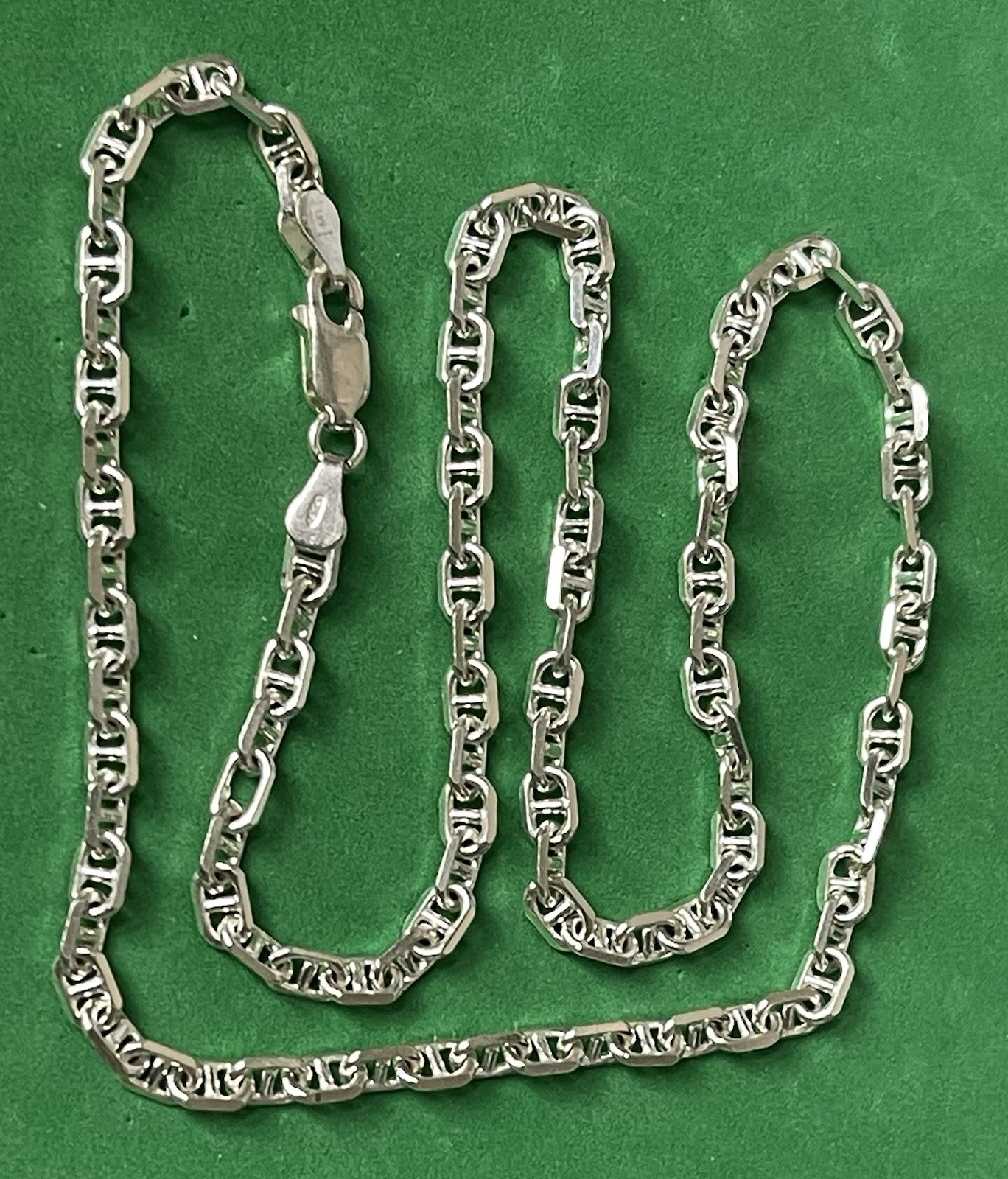 18” 4mm Italian Anchor Mariner Sterling Silver .925 Chain Necklace 14.7 Grams