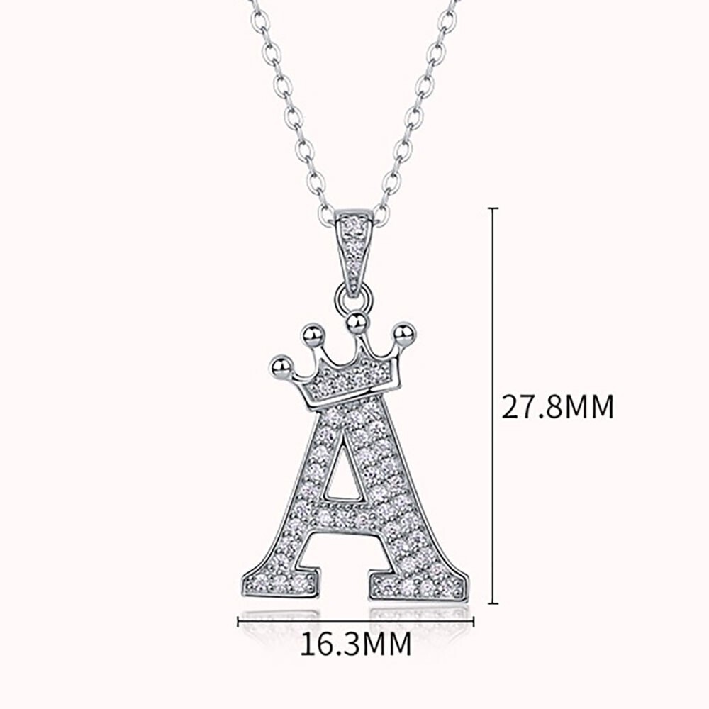 D Color Moissanite 26 Letter Pendant Necklace 925 Sterling Silver Pass Tester