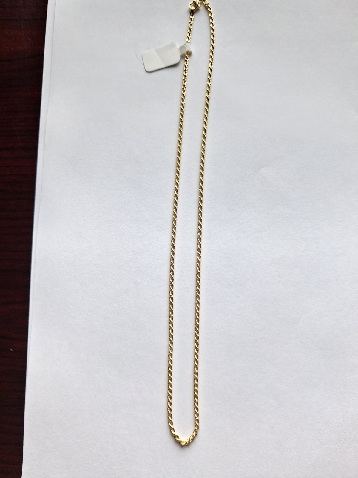 14k Yellow Gold Rope Chain 18 Inches Long 2 mm Wide New Italian made