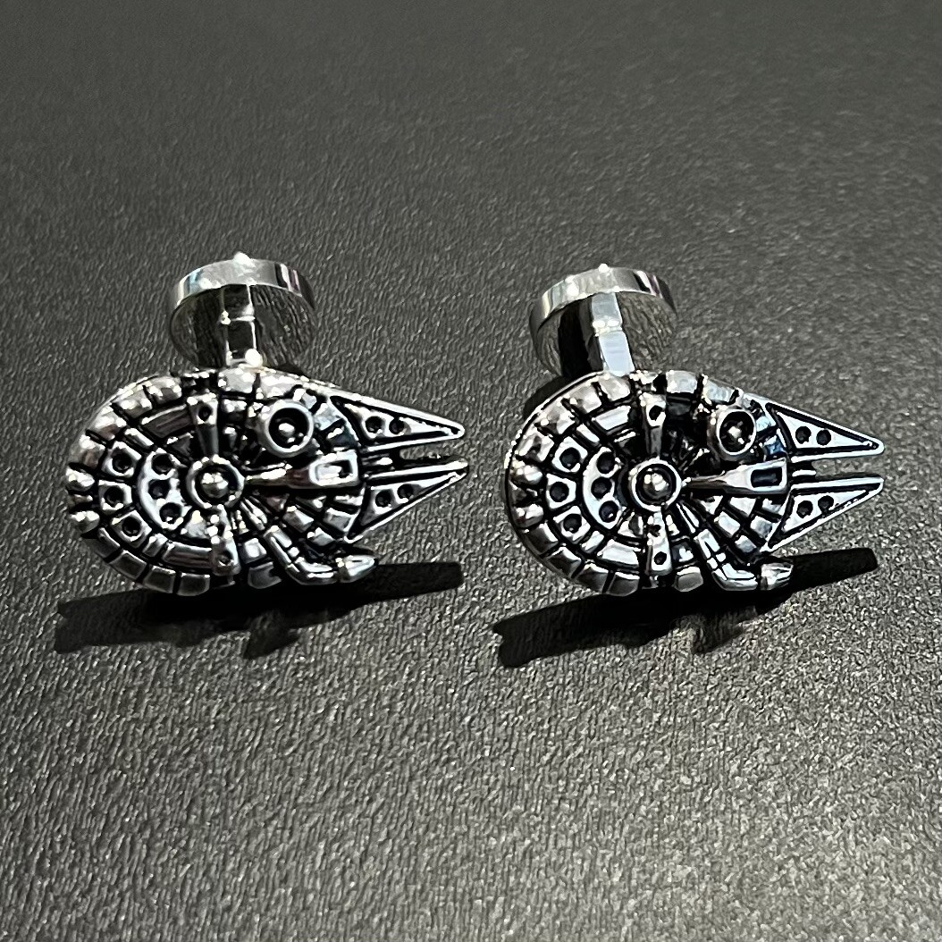 Movie Comic Manga Space Ship Cufflinks Men Daily Wear Cuff Link With Box