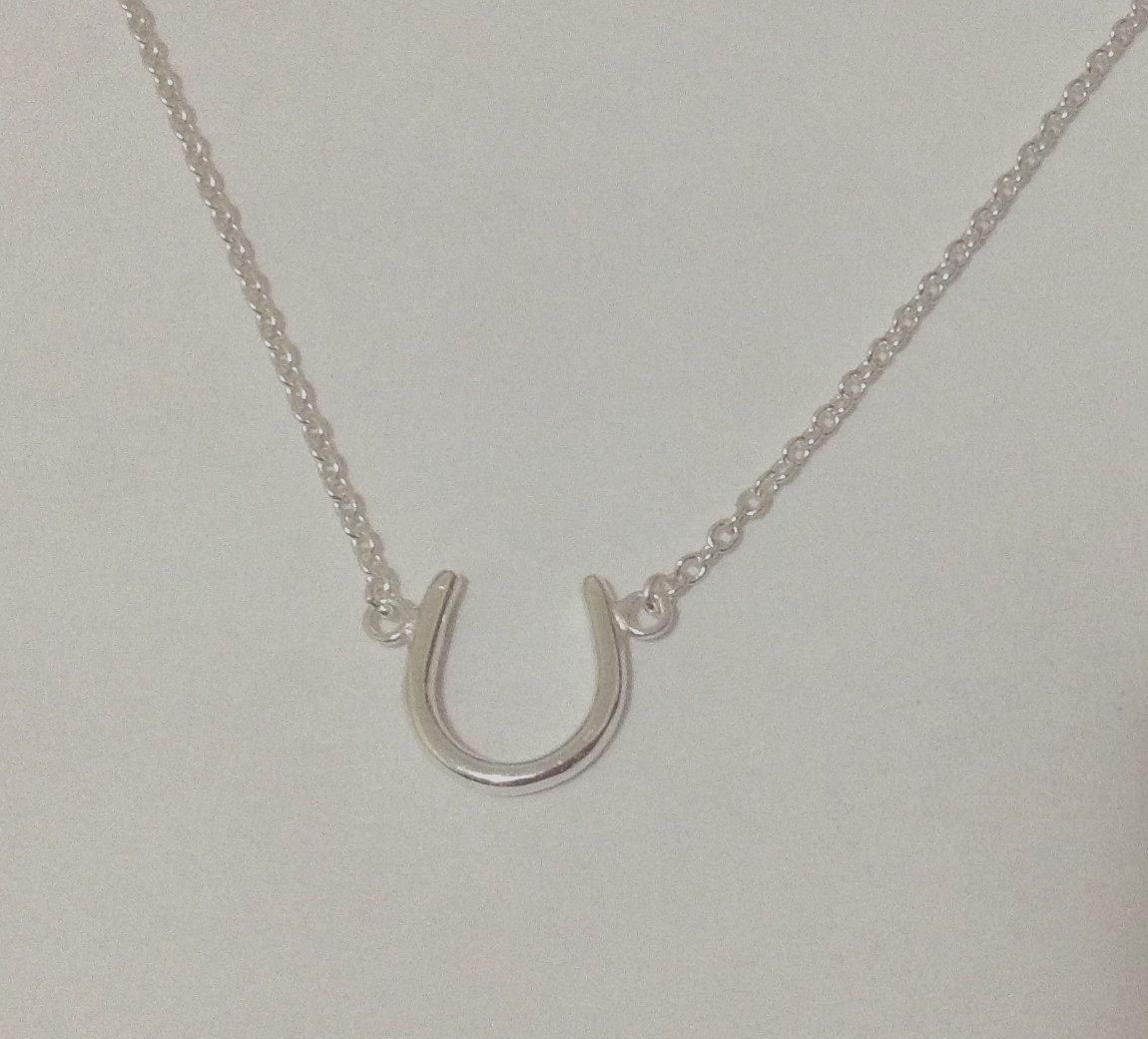 925 Sterling Silver Plain Horseshoe Pendant Necklace