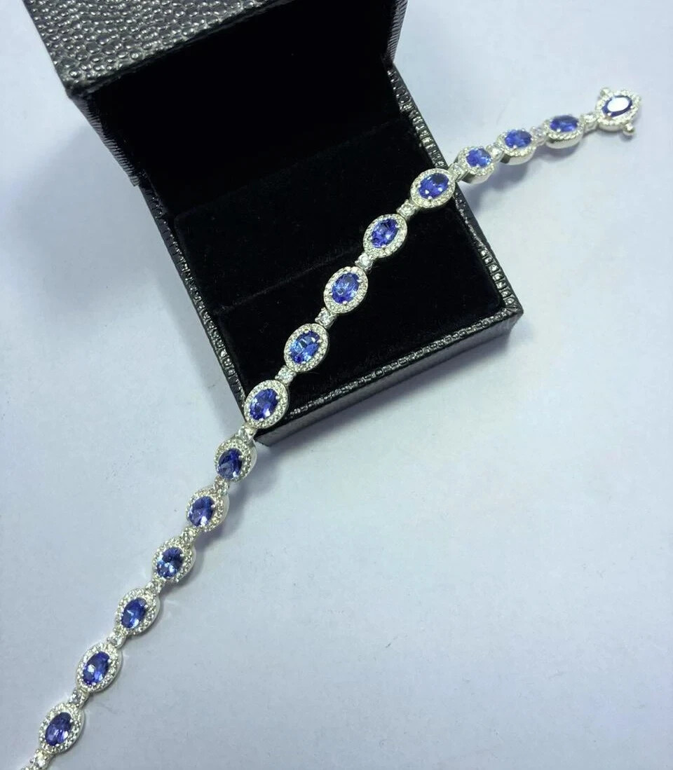 Tanzanite Tennis Bracelet 925 silver, natural tanzanite stones, jewelry for gifs