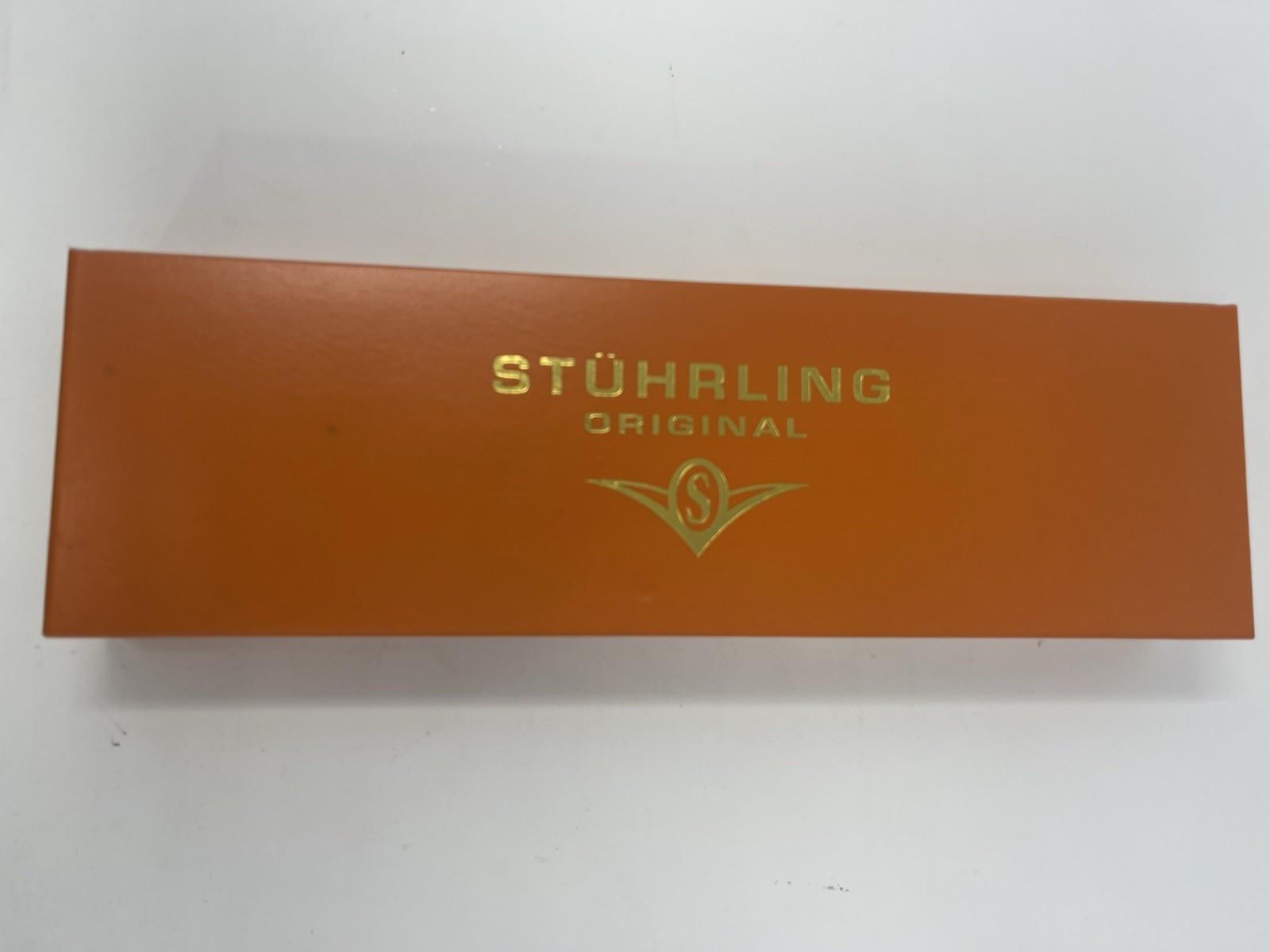 Stührling Original Watch Box Case Orange Gold Logo w/ Inserts & Cloth – No Watch