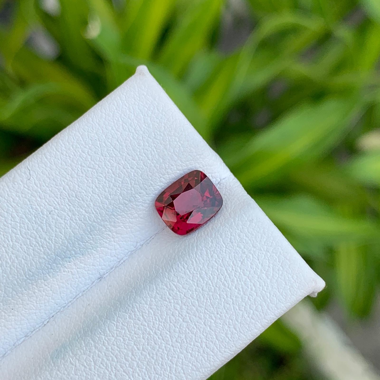 Natural Red Garnet 1.75 Cts Cushion Cut SI Clarity Loose Gemstone Tanzania