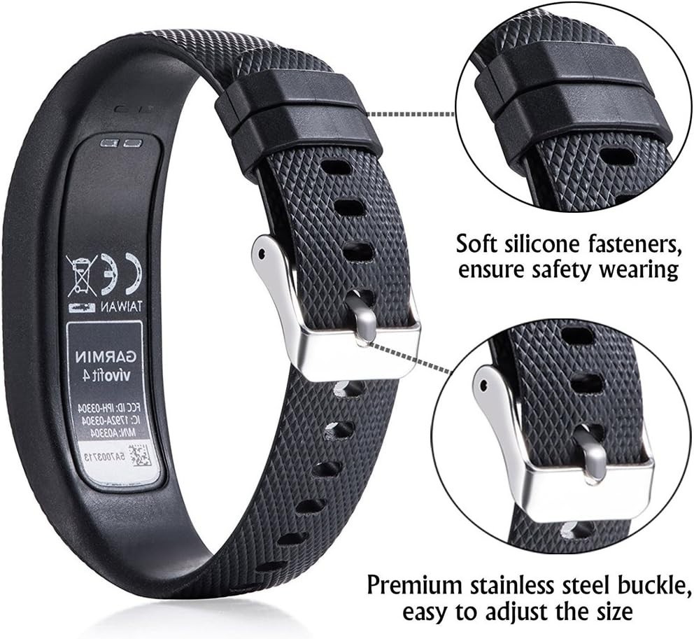 Compatible for Garmin Vivofit 4 Band, Silicone Replacement Watchband Strap