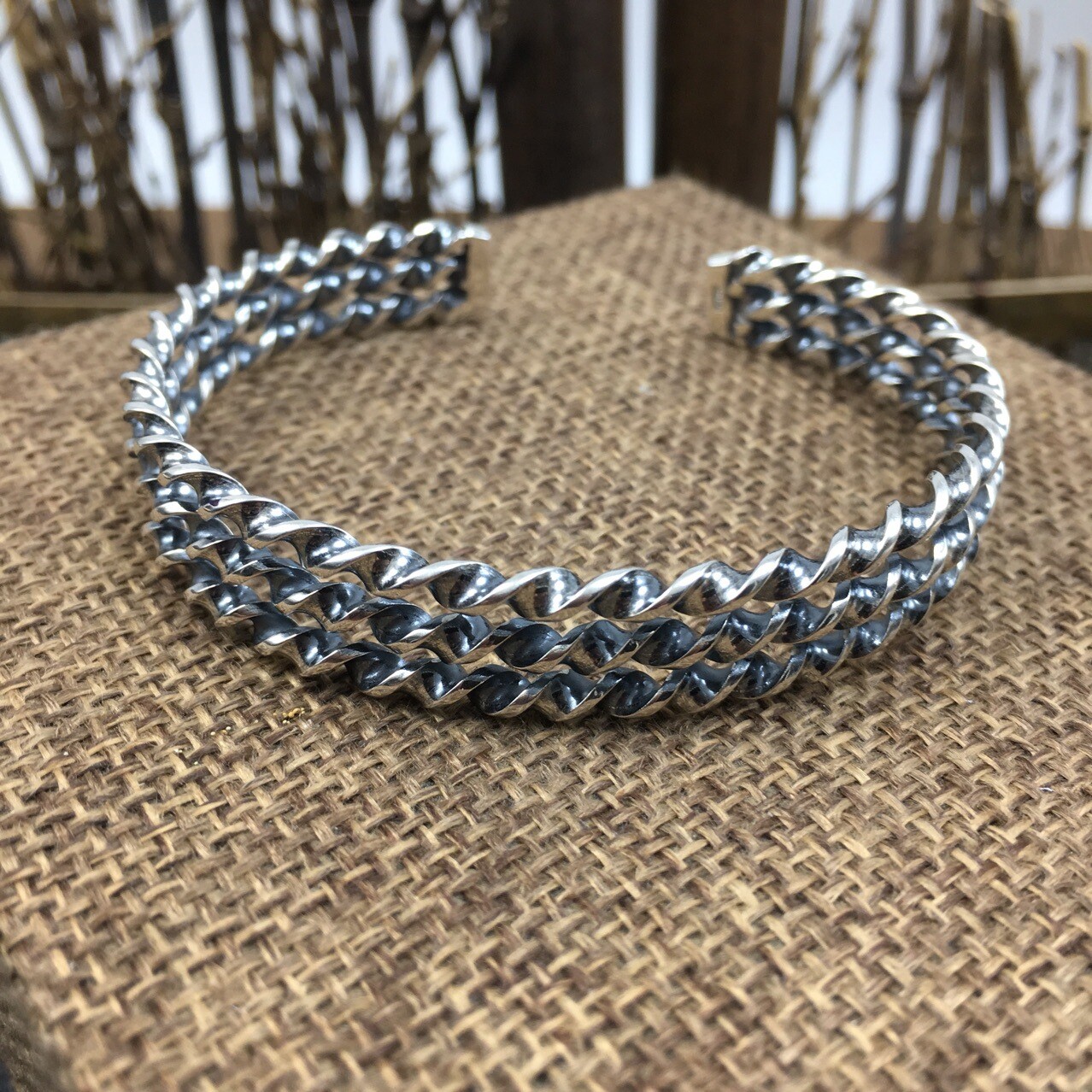 A25 Twisted Spiral Bangle Sterling Silver 925