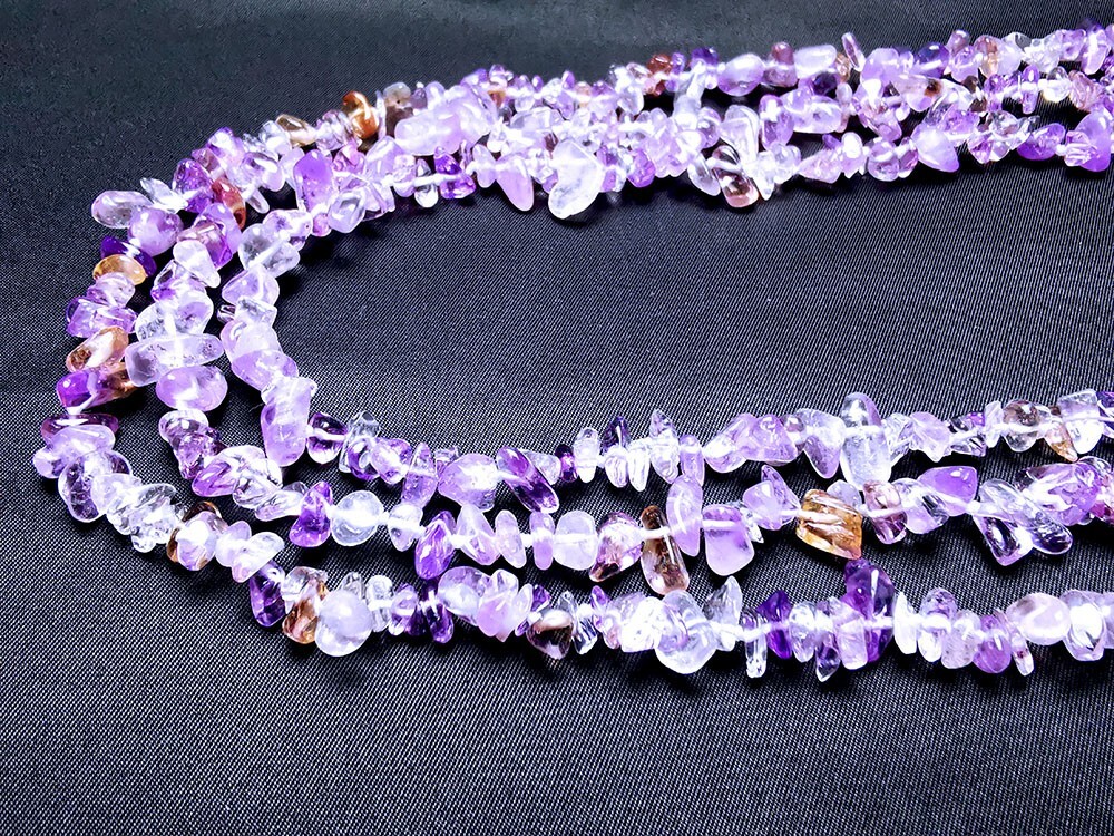 classic 3 strands chip Amecitrine necklace 19″-21″ 5-8mm jewelry marking supply