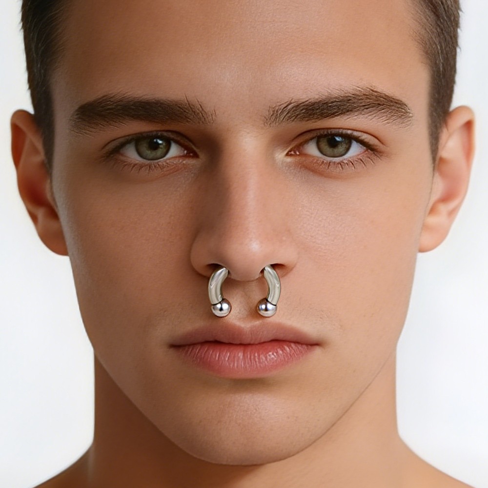16G Stainless Steel Nose Rings Threadless Push-in Septum Piercing Body Jewelry